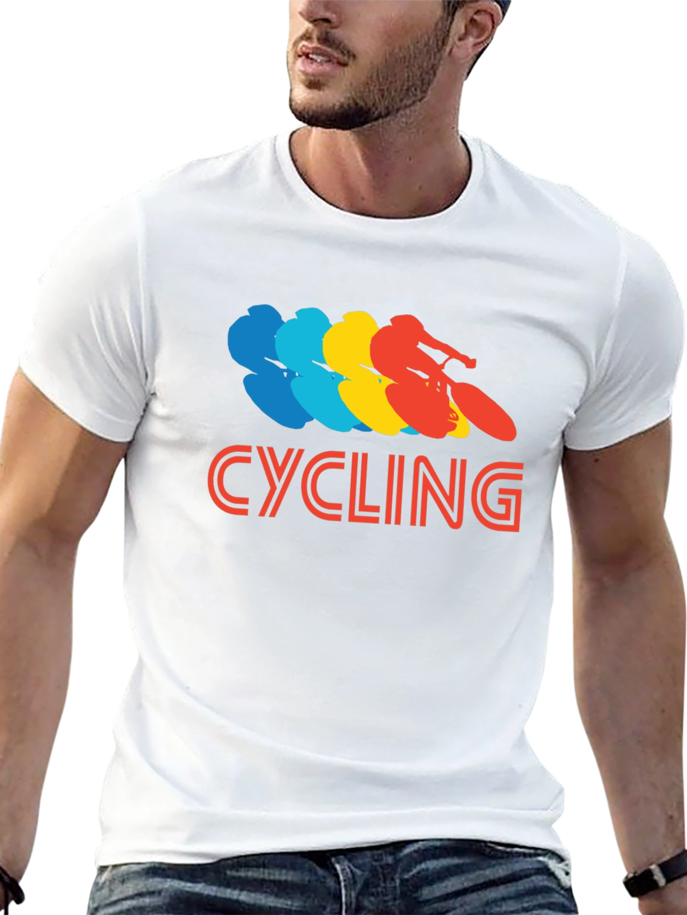 Black Retro Cycling Graphic Tee - Black Cotton T-Shirt view 13