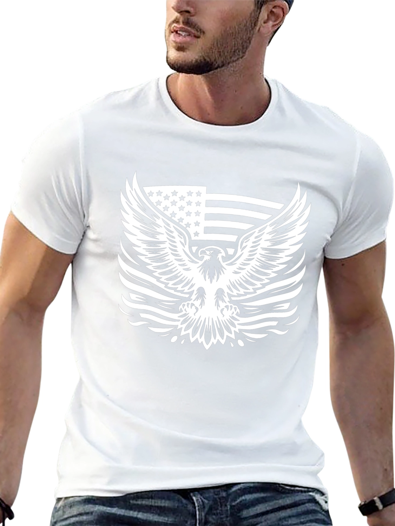 Black American Eagle Flag Graphic Tee - Black view 13