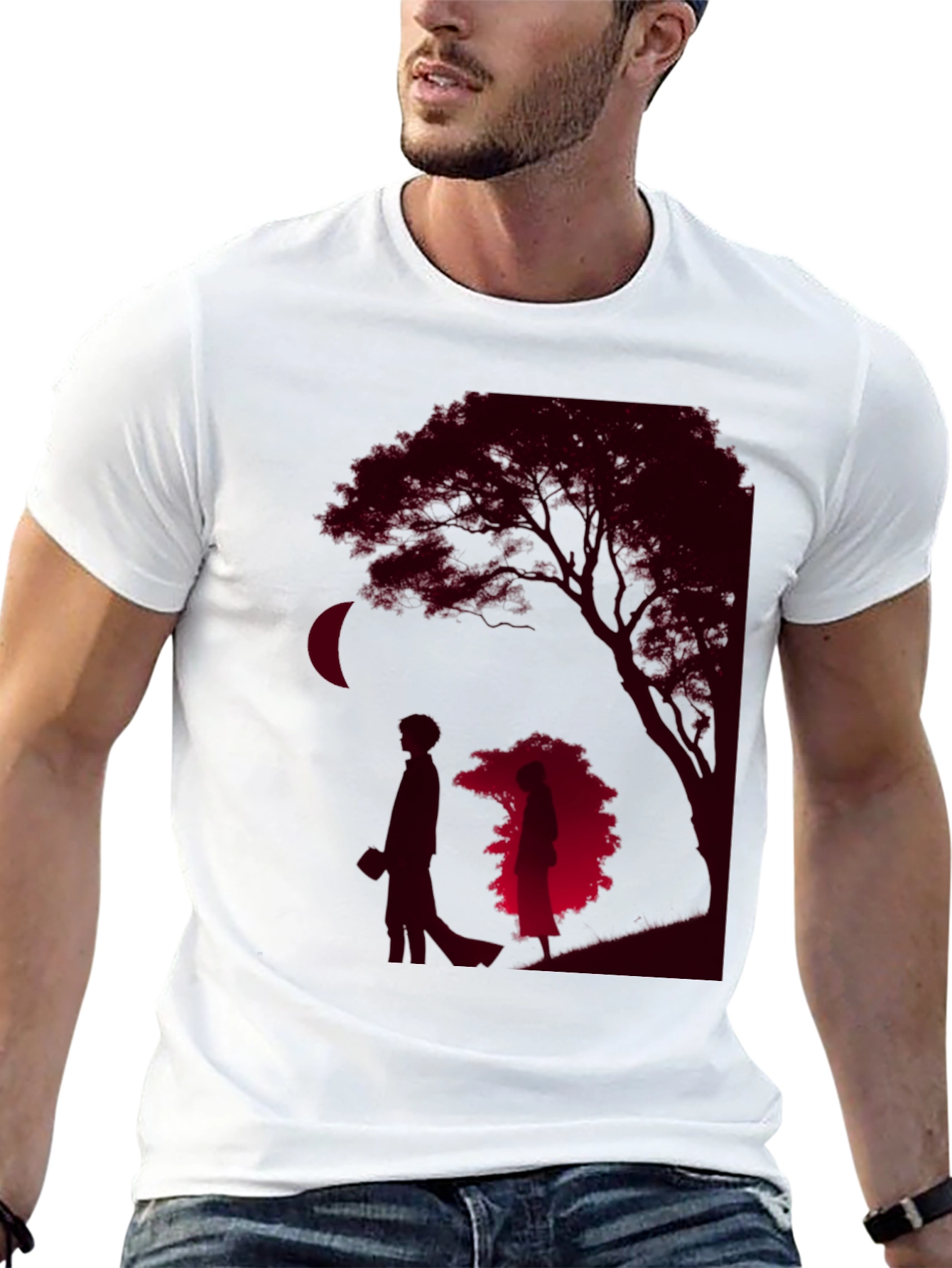 Black Romantic Silhouette Graphic Tee view 13