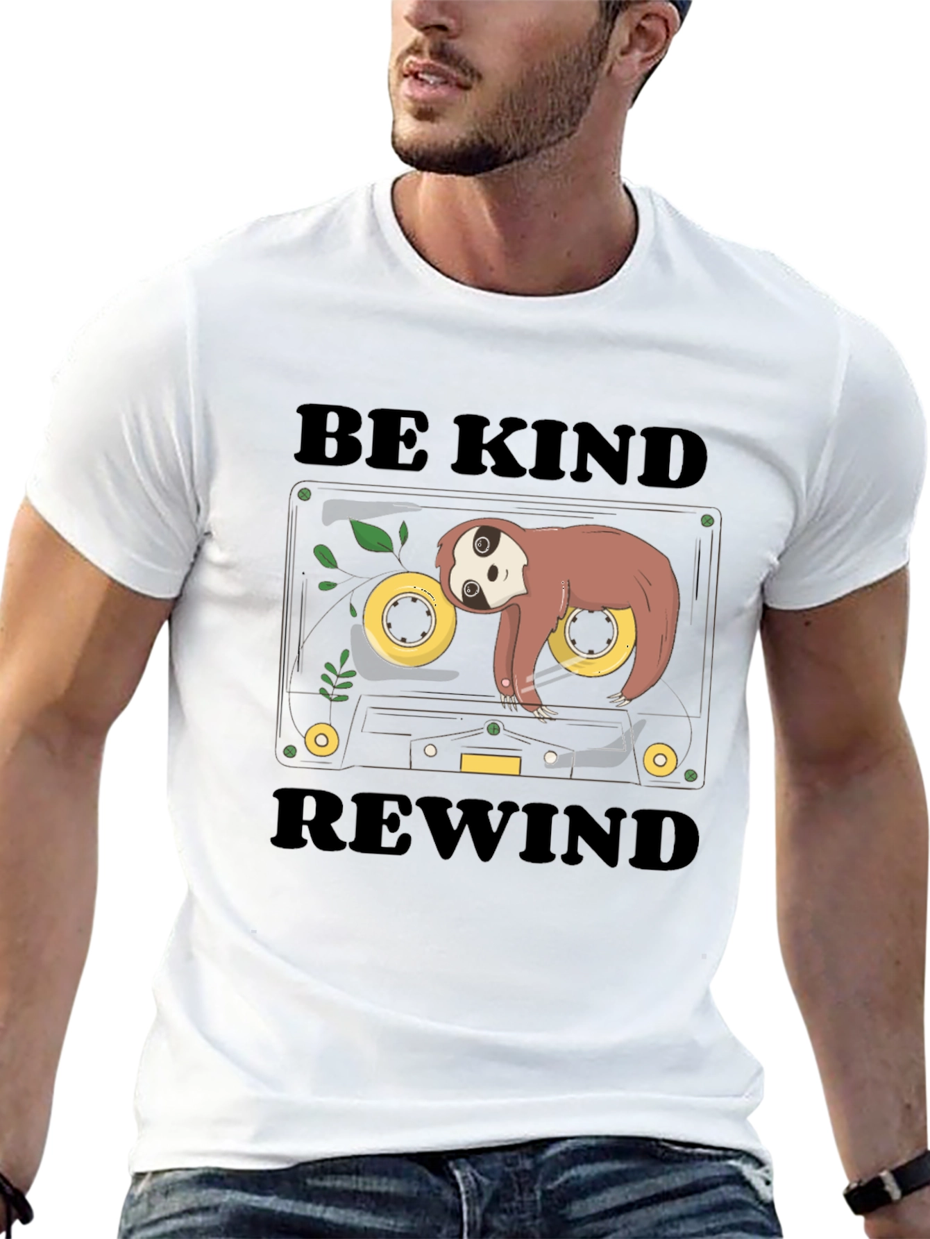 Black Be Kind Rewind Sloth Cassette Tape Graphic Tee view 13