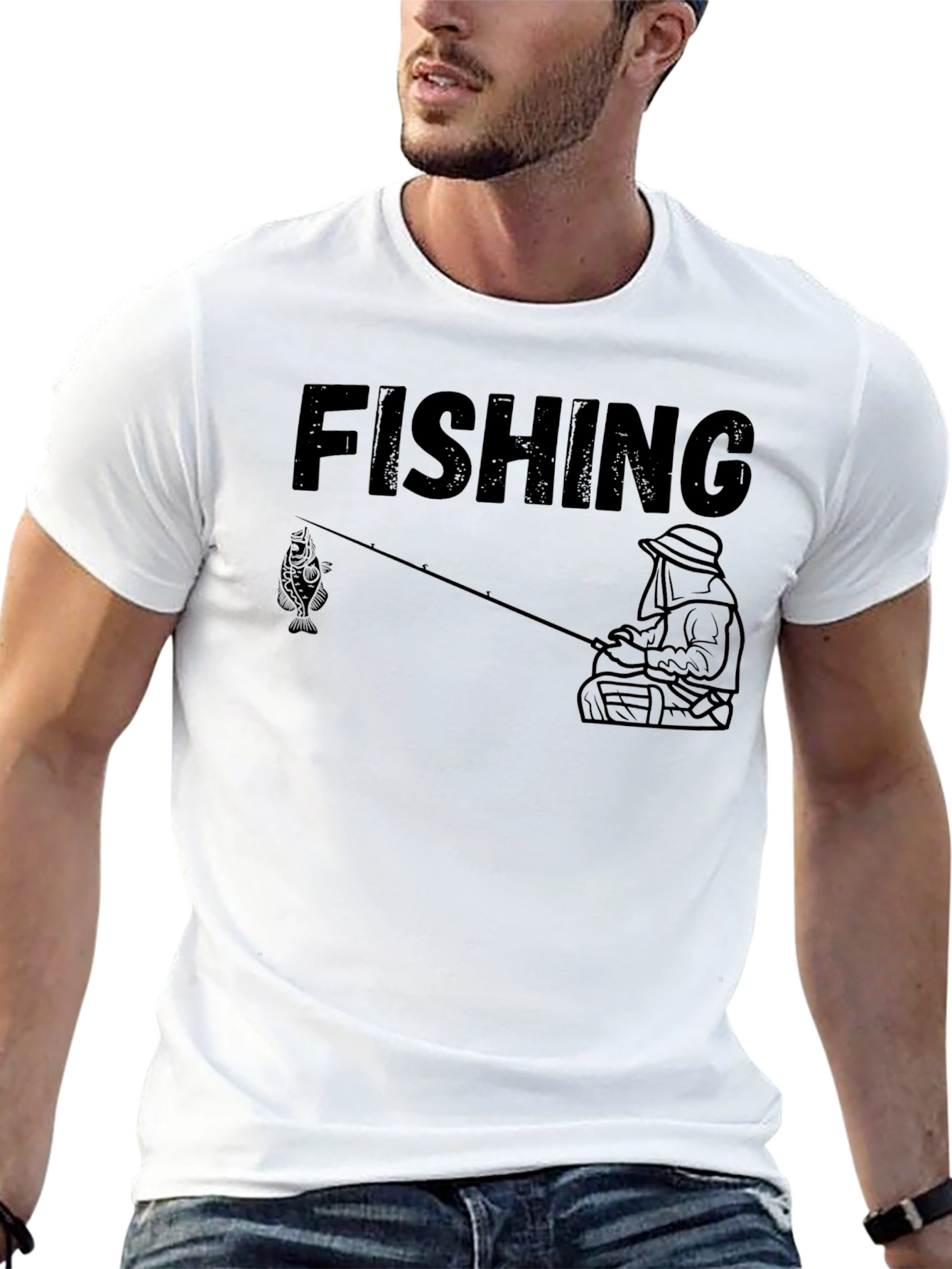 Fishing Graphic Tee - Black Cotton T-Shirt - 13