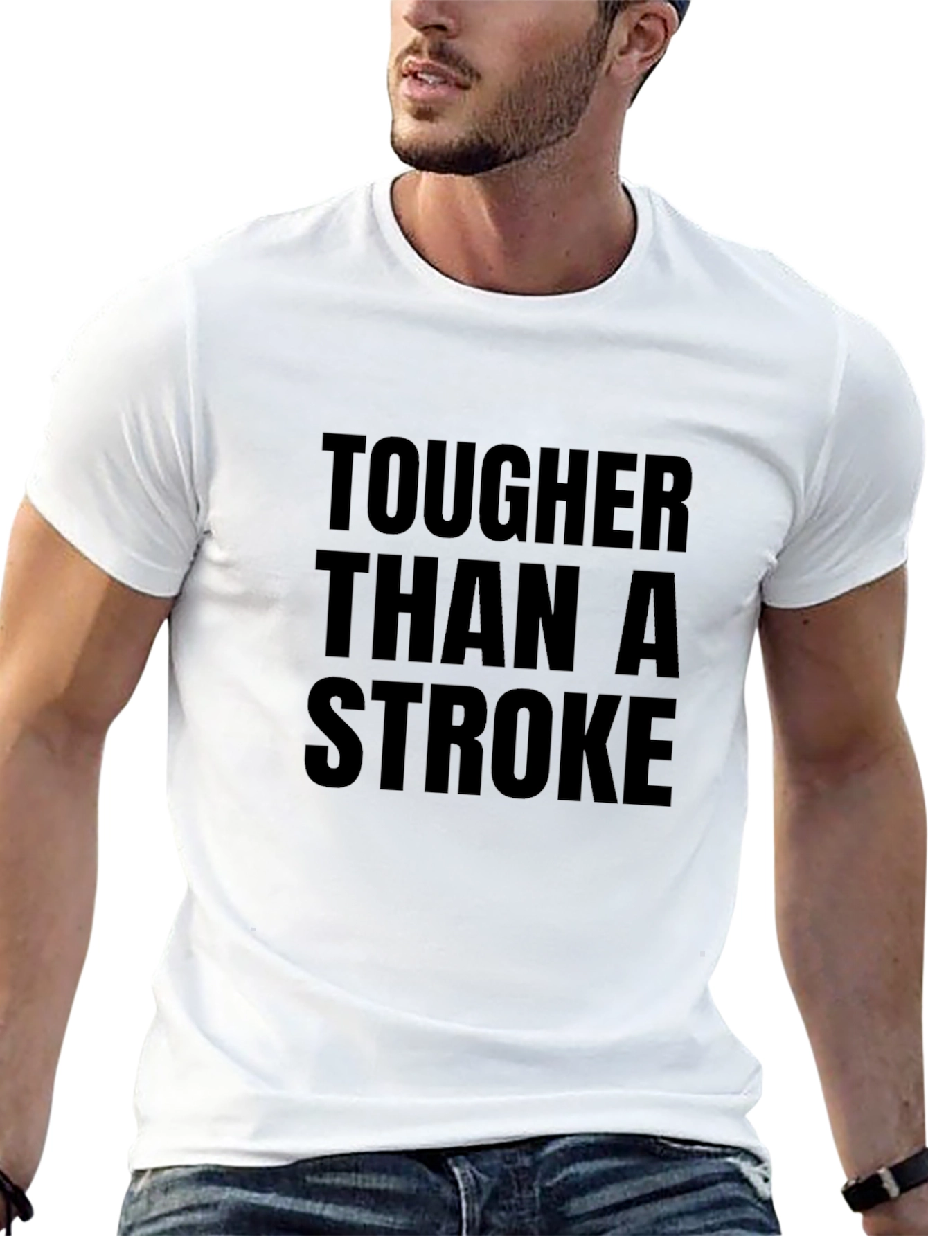 Black Tougher Than a Stroke Graphic Tee - Black view 13