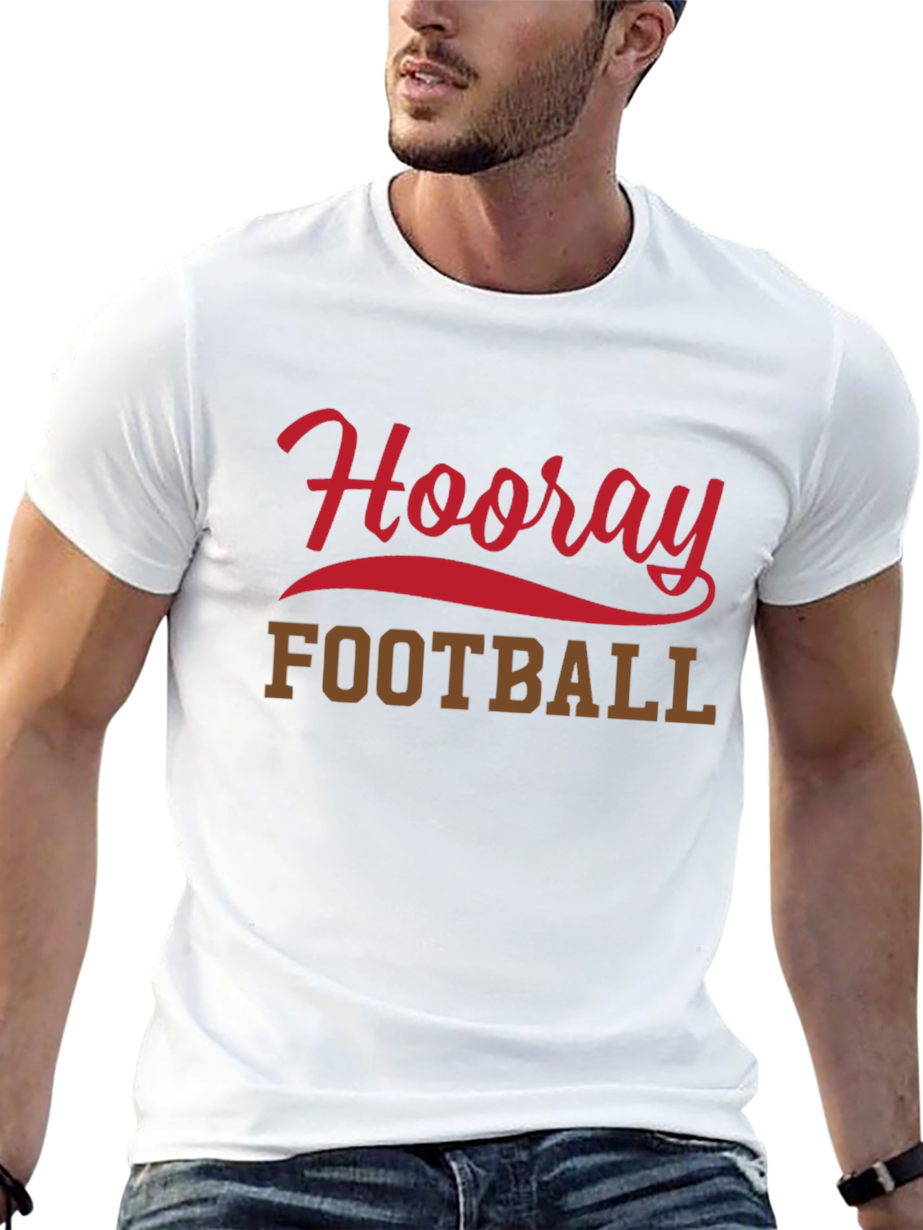 Black Hooray Football T-Shirt, Black Short Sleeve Tee view 13