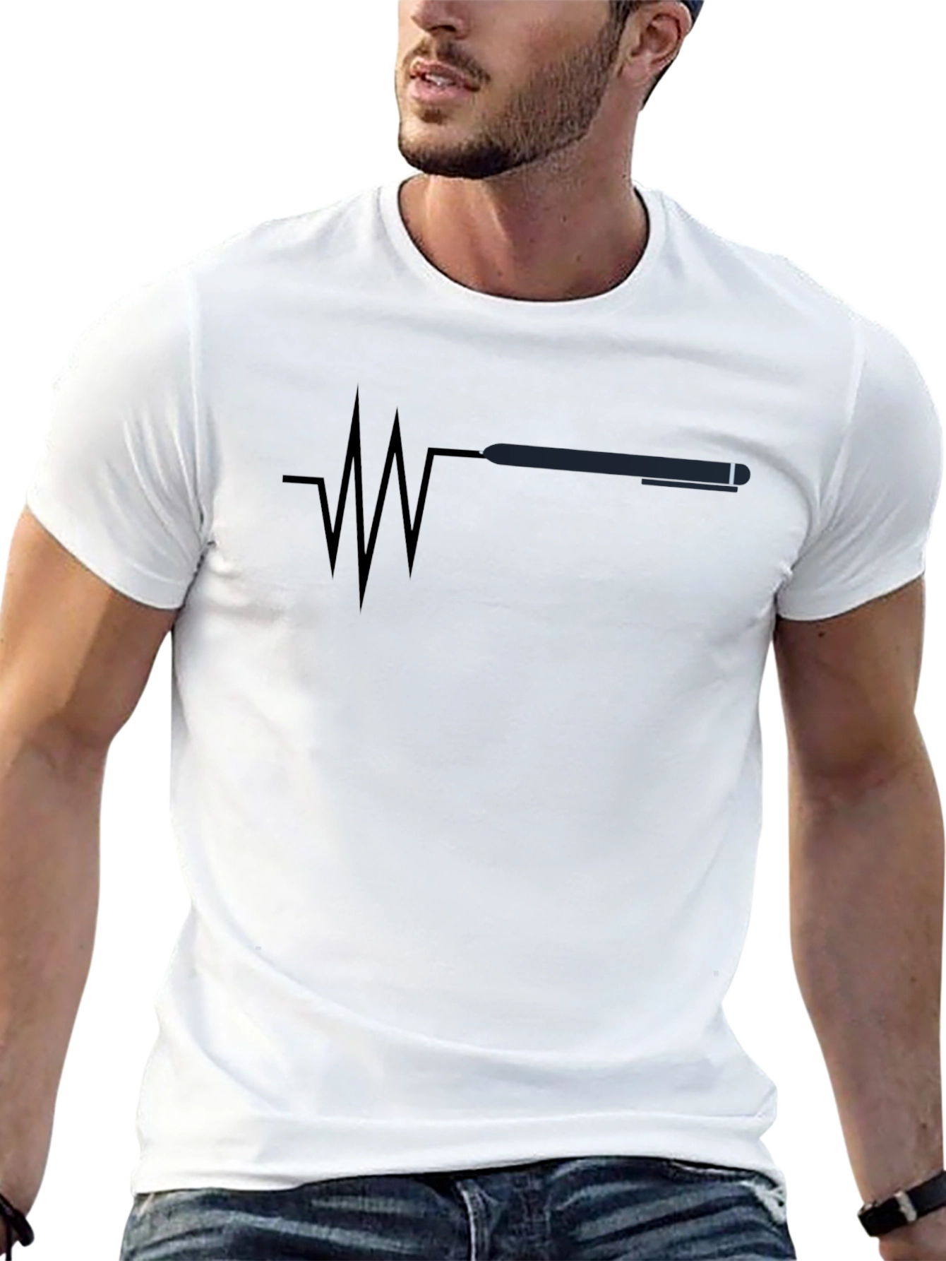 Black Pulse Pen Graphic Tee - Modern Black T-Shirt view 13