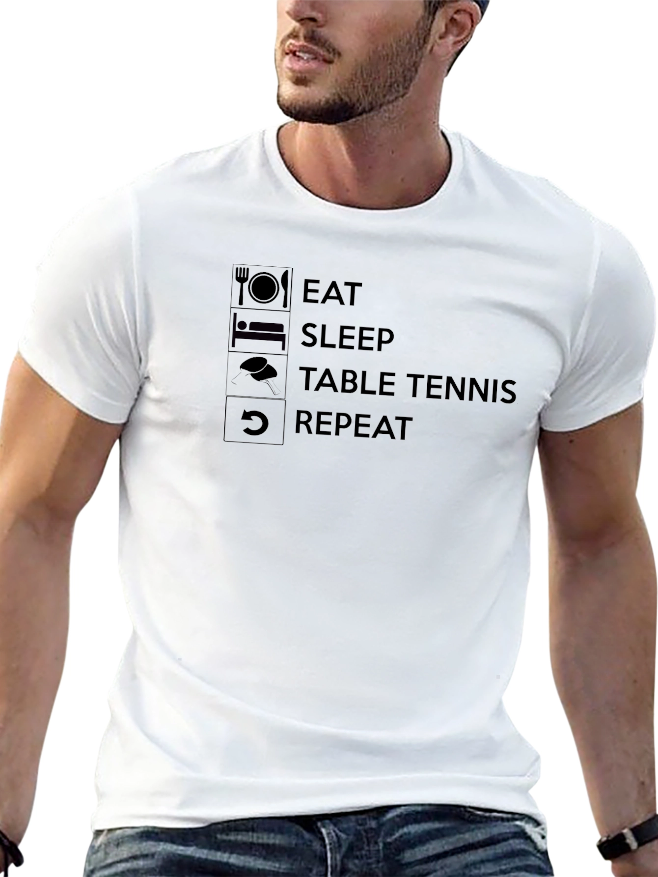 Black Eat Sleep Table Tennis Repeat Black T-Shirt view 13
