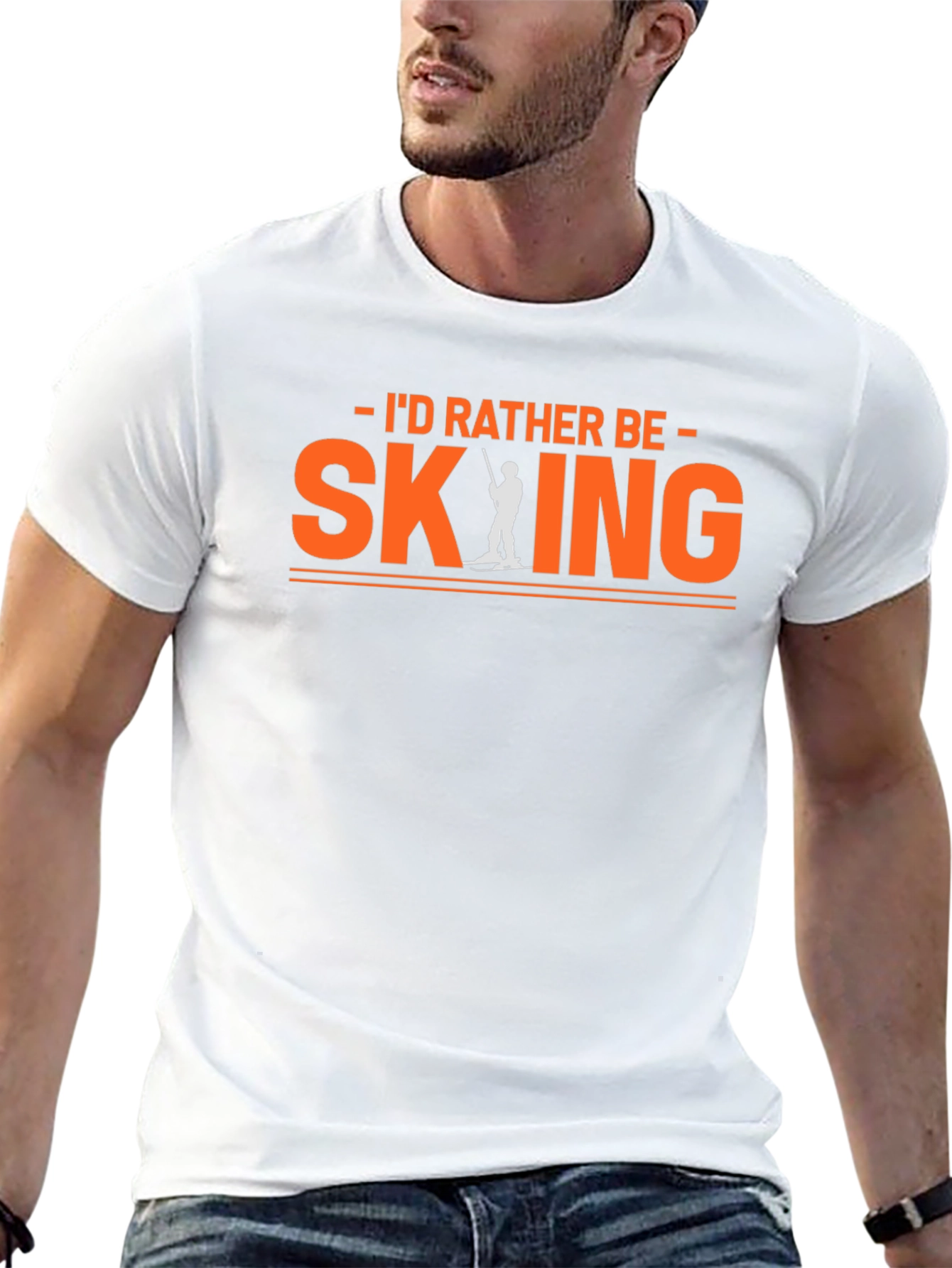 Black I'd Rather Be Skiing T-Shirt view 13
