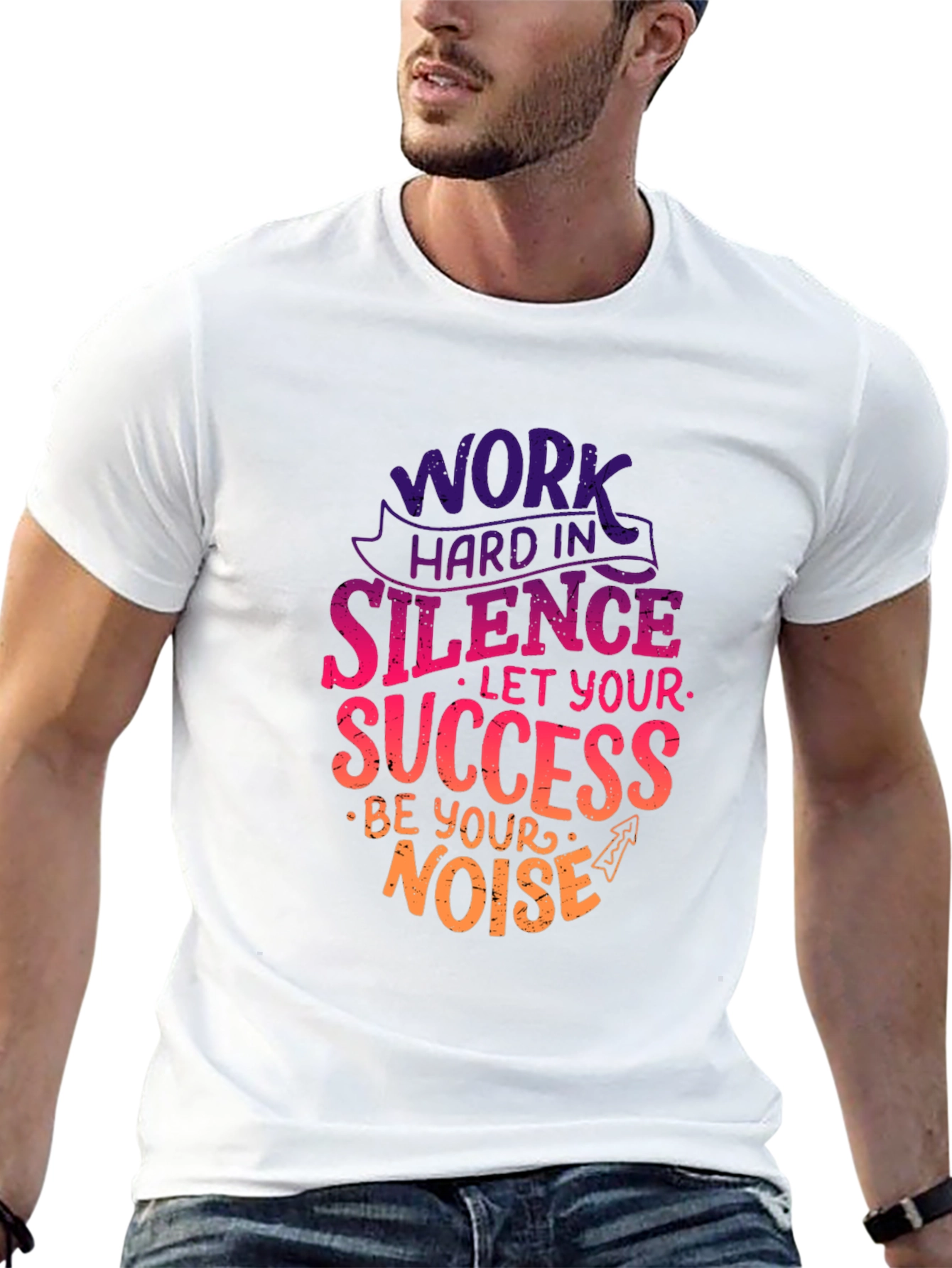 Black Work Hard in Silence T-Shirt Motivational Quote Tee view 13