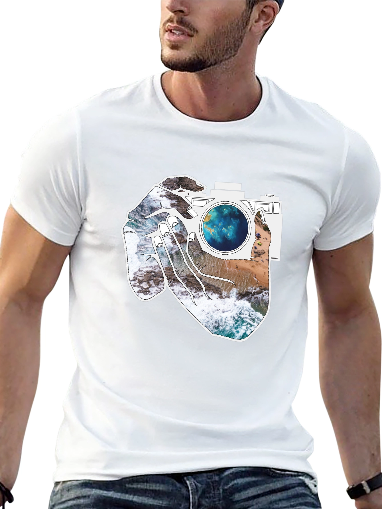 Black Camera Beach Scene Graphic Tee - Black view 13