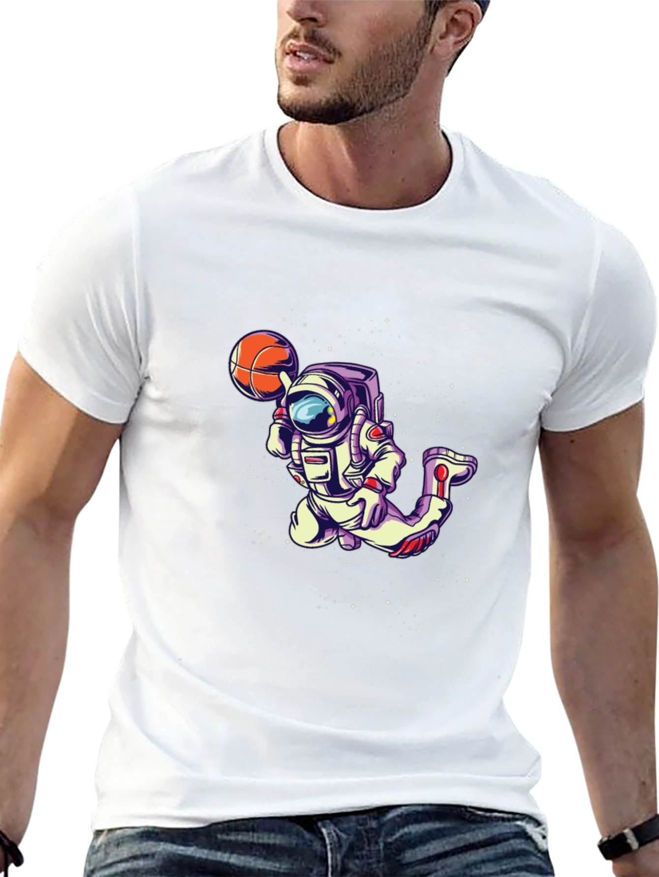 Astronaut Basketball Graphic Tee - Space Dunk Shirt - 13