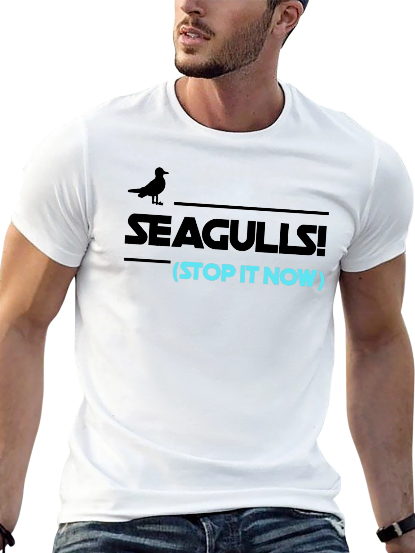 Black Seagulls Stop It Now Funny Graphic Tee view 13