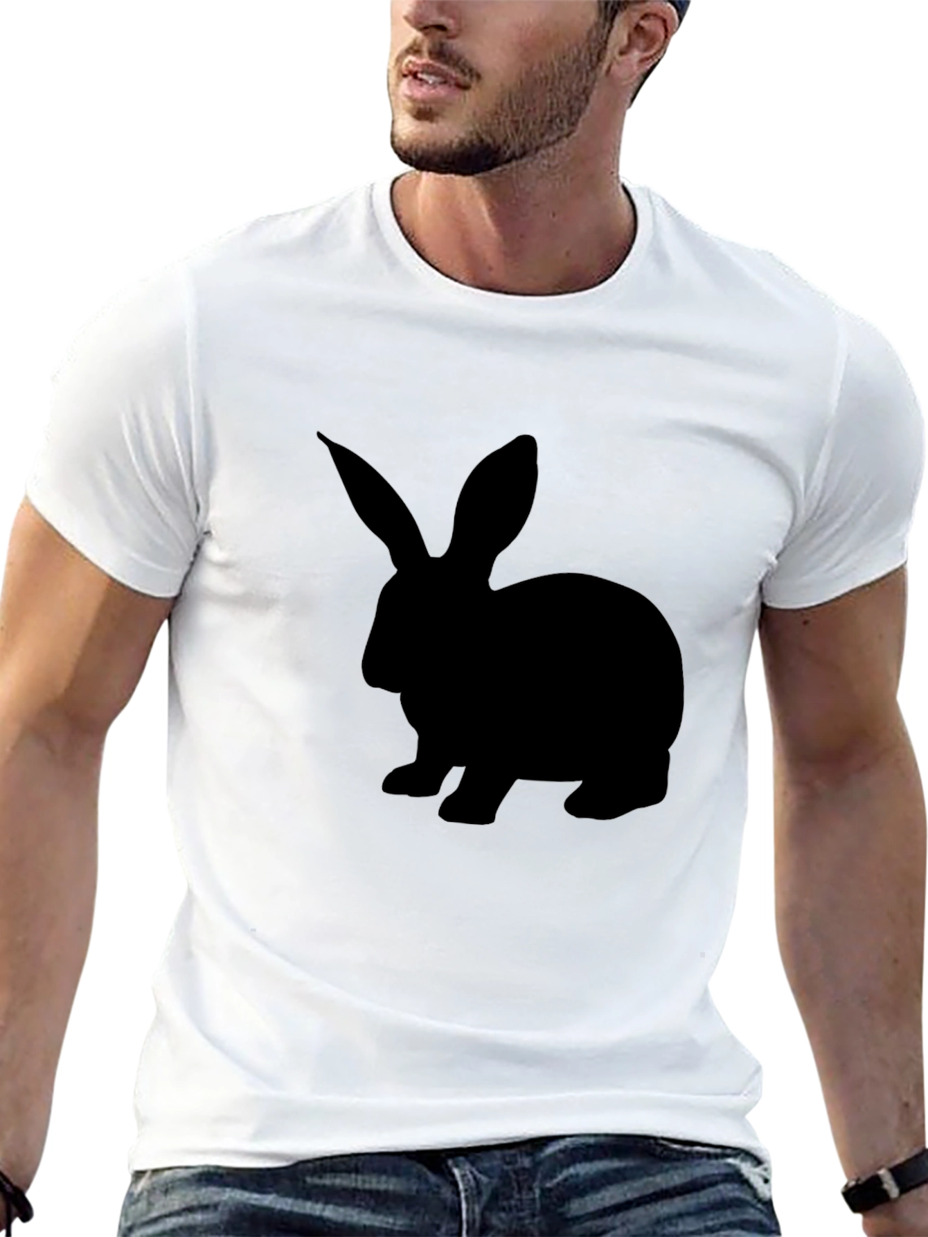 Black Rabbit Graphic Tee - Men's Casual Short Sleeve T-Shirt - 13