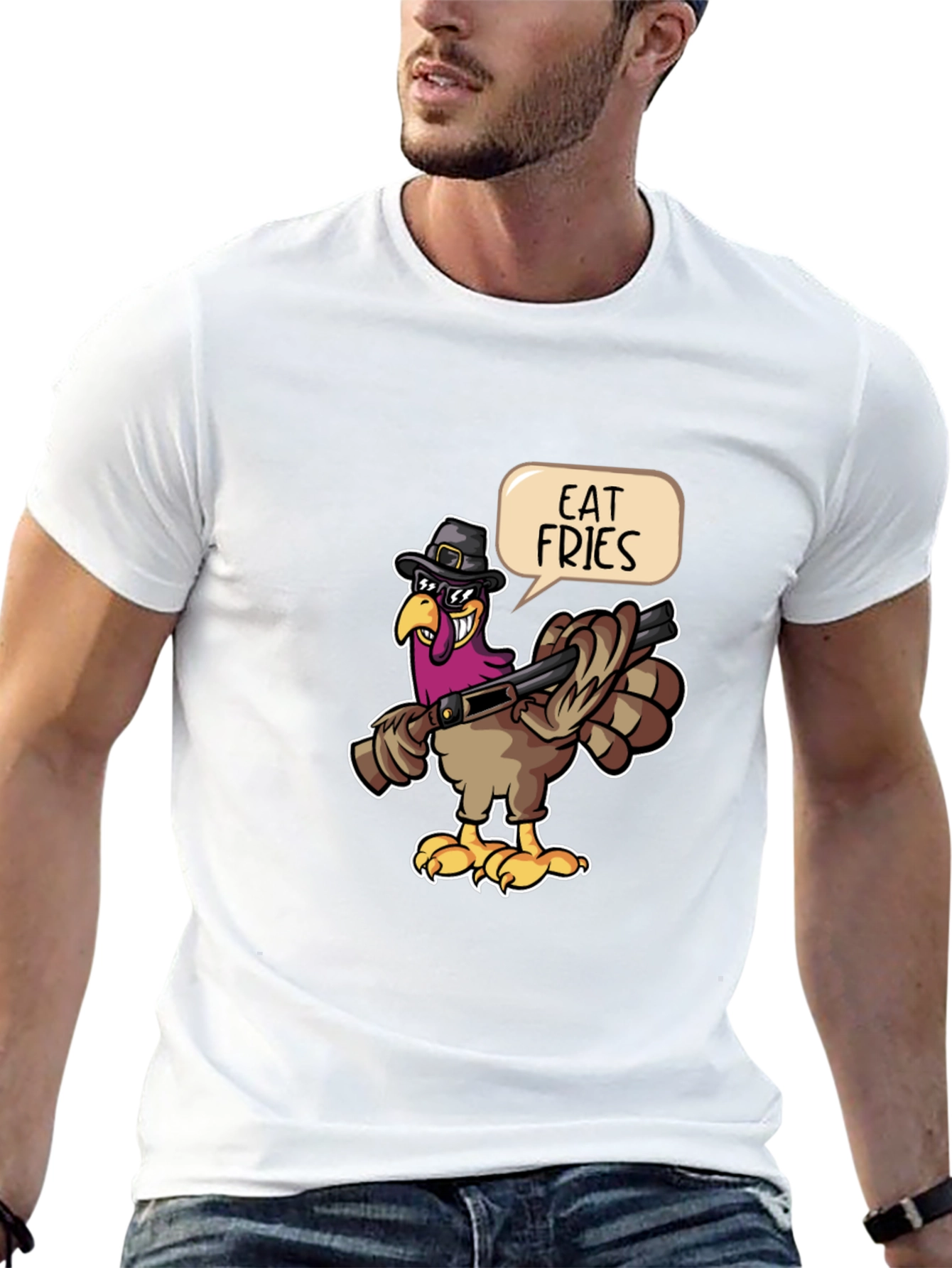 Black Eat Fries Turkey Graphic Tee view 13