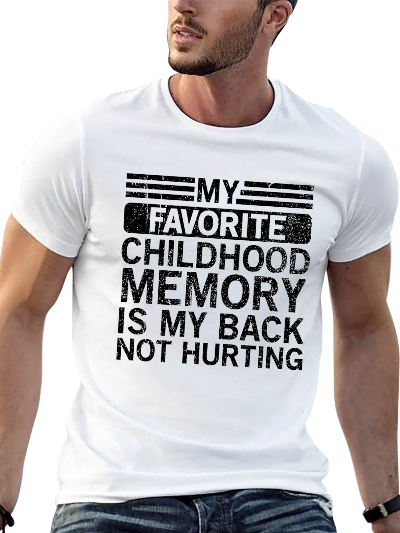 Black Funny Back Pain Childhood Memory T-Shirt view 13