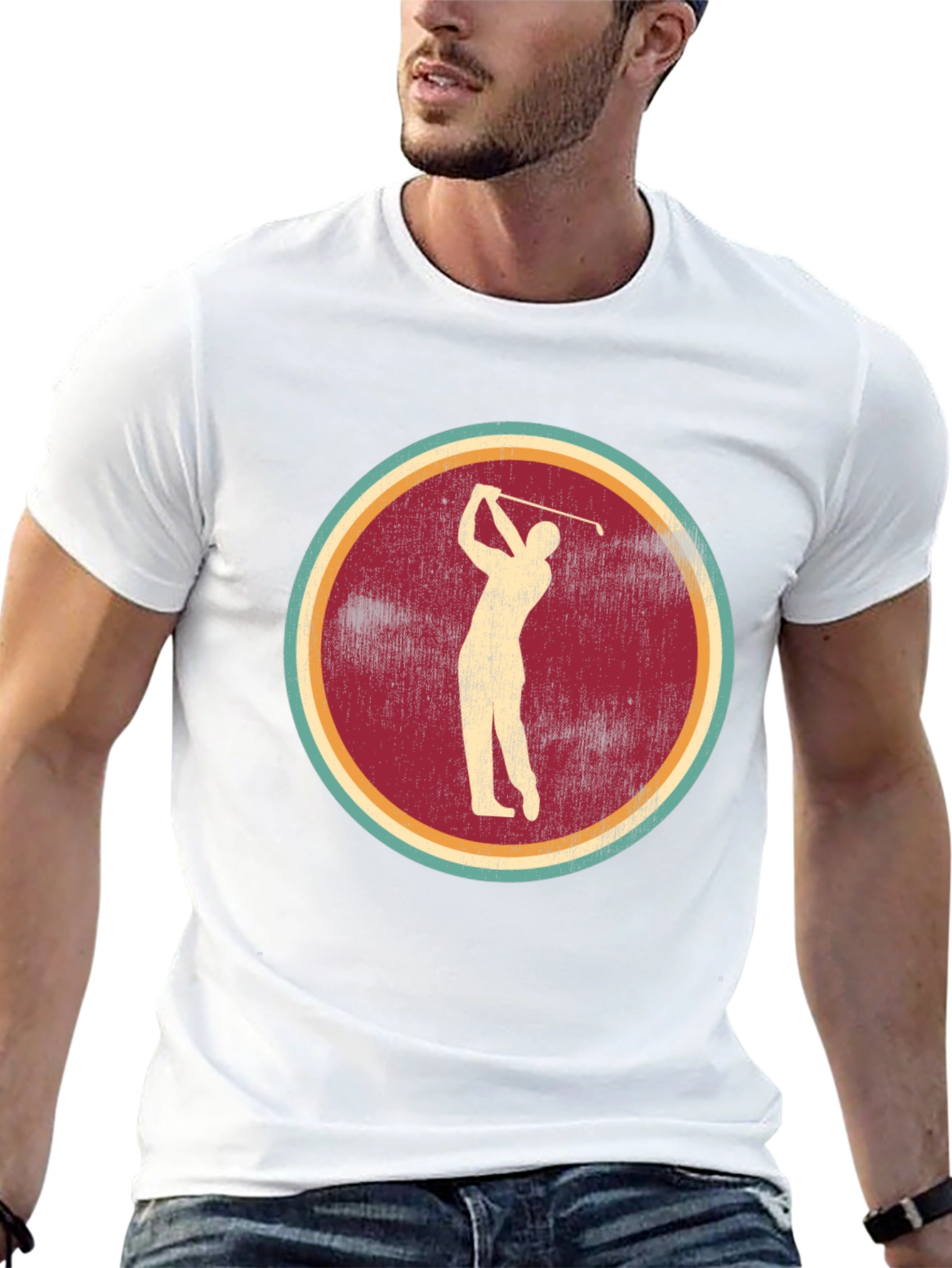 Black Vintage Golf Tee - Retro Golfer Graphic T-Shirt view 13
