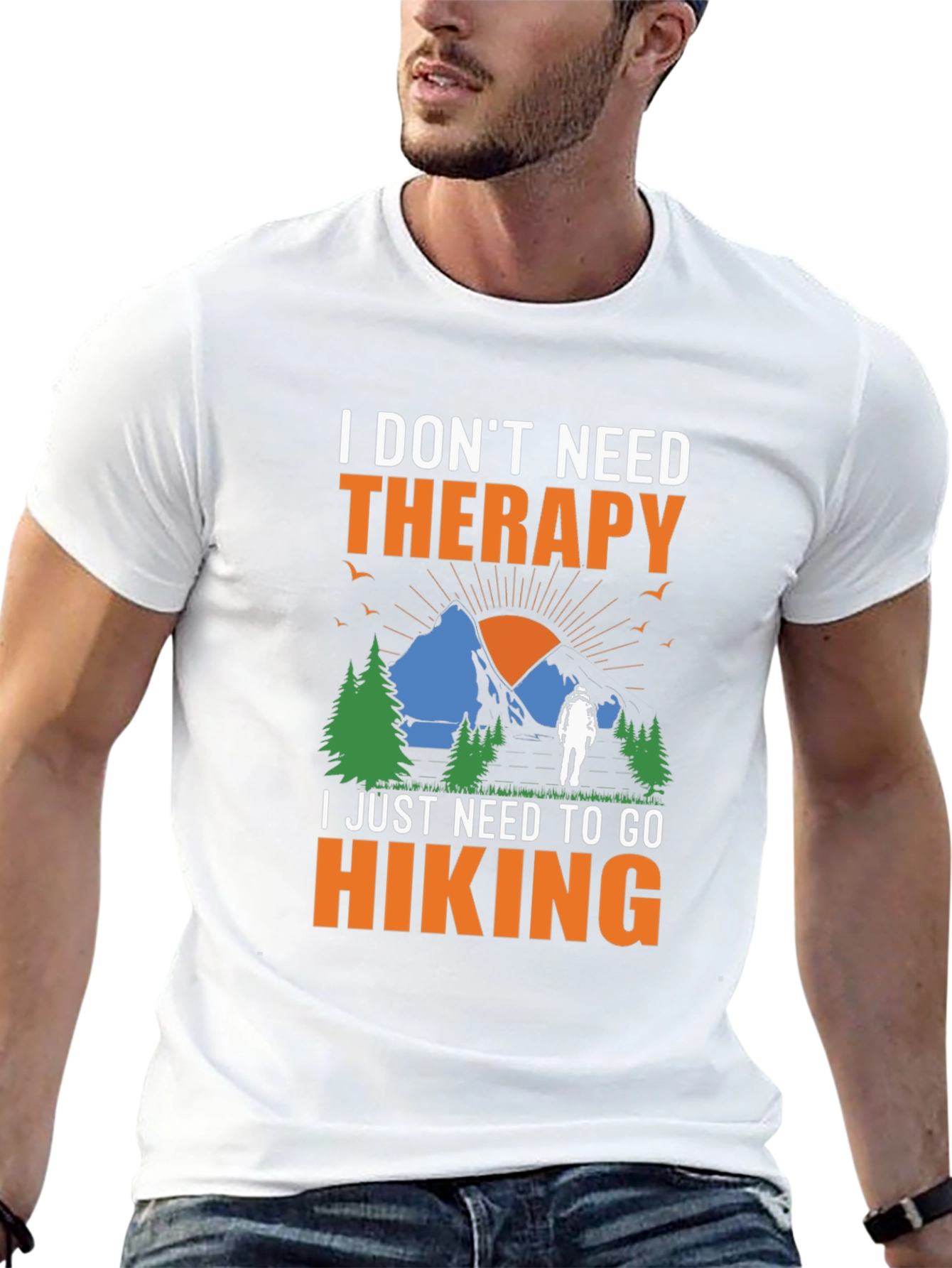 Black Hiking Therapy Graphic T-Shirt view 13
