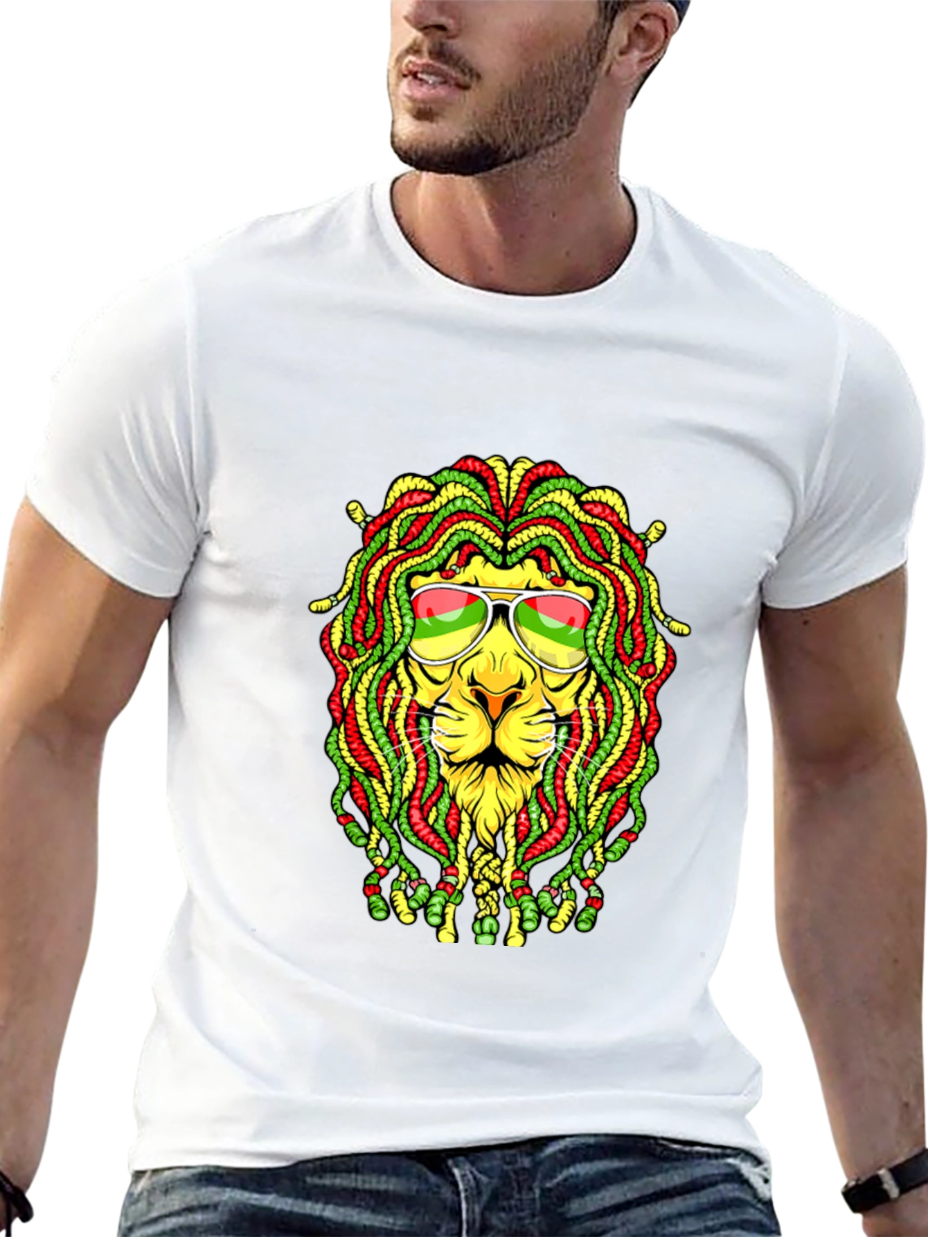 Black Rasta Lion Graphic T-Shirt - Reggae Style view 13