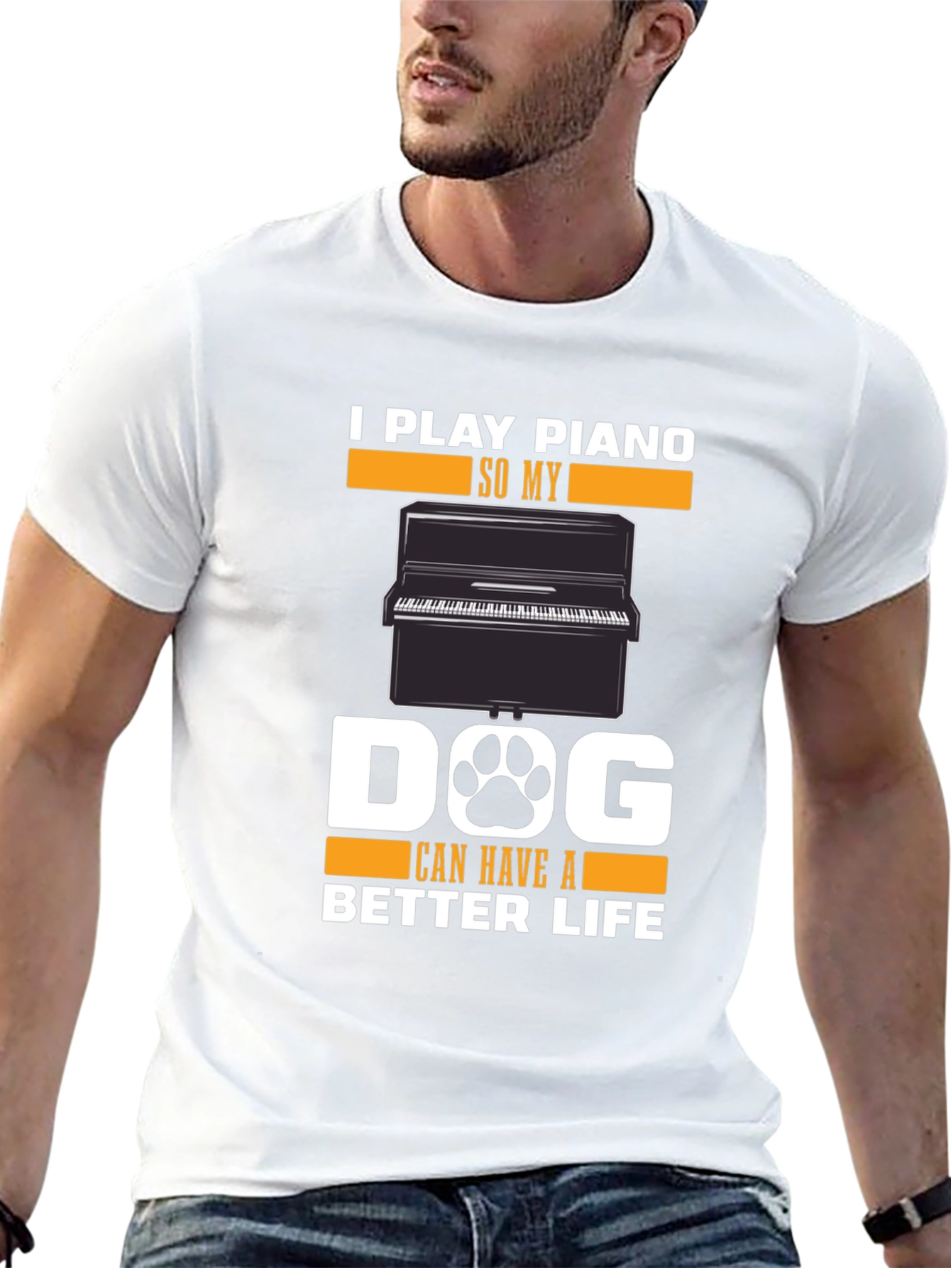 Black Piano Lover's Dog T-Shirt - Play Piano for a Better Dog Life view 13