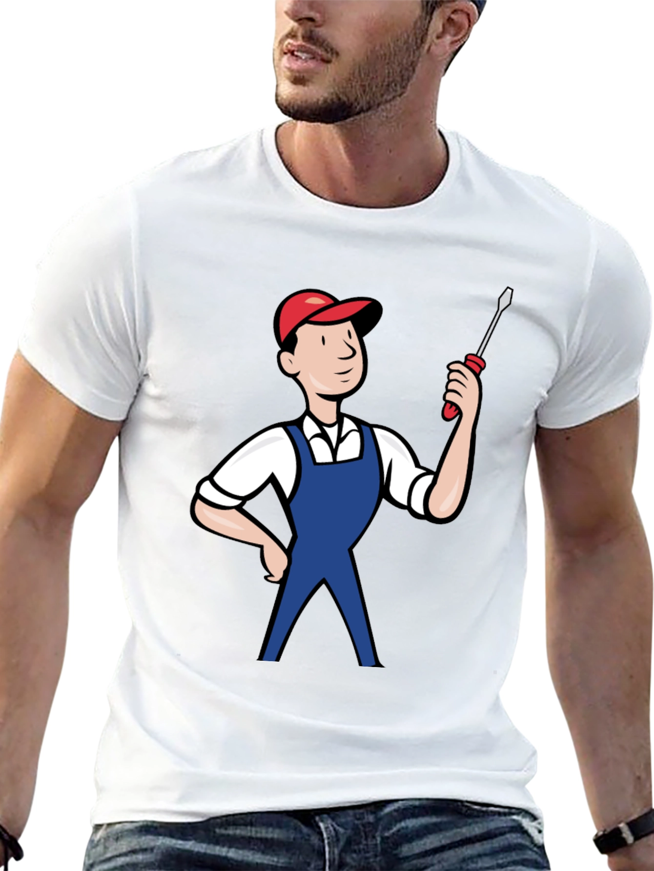 Black Cartoon Plumber Graphic Tee view 13