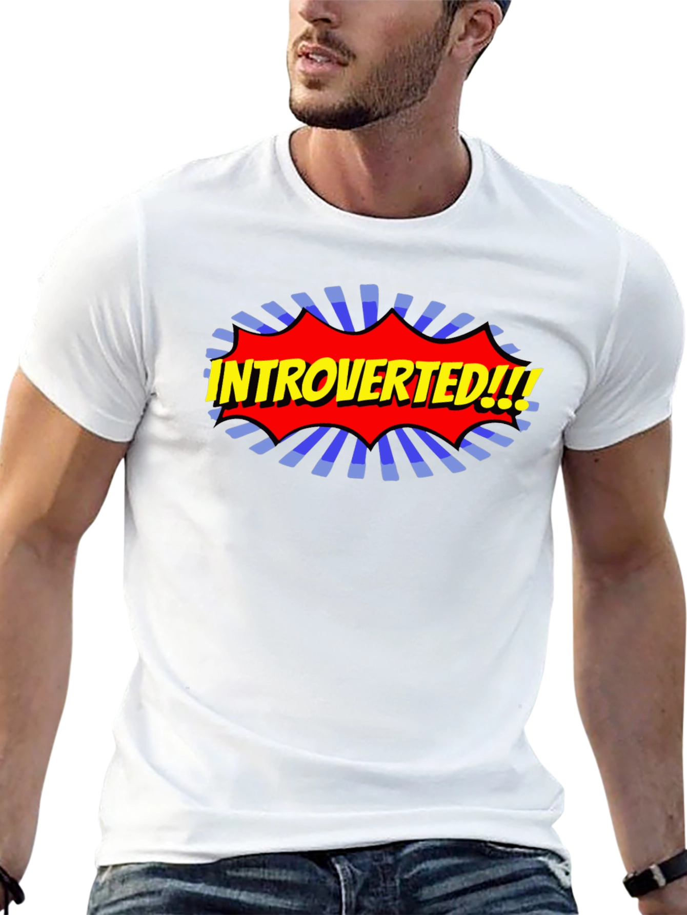 Black Introverted Comic Style T-Shirt view 13