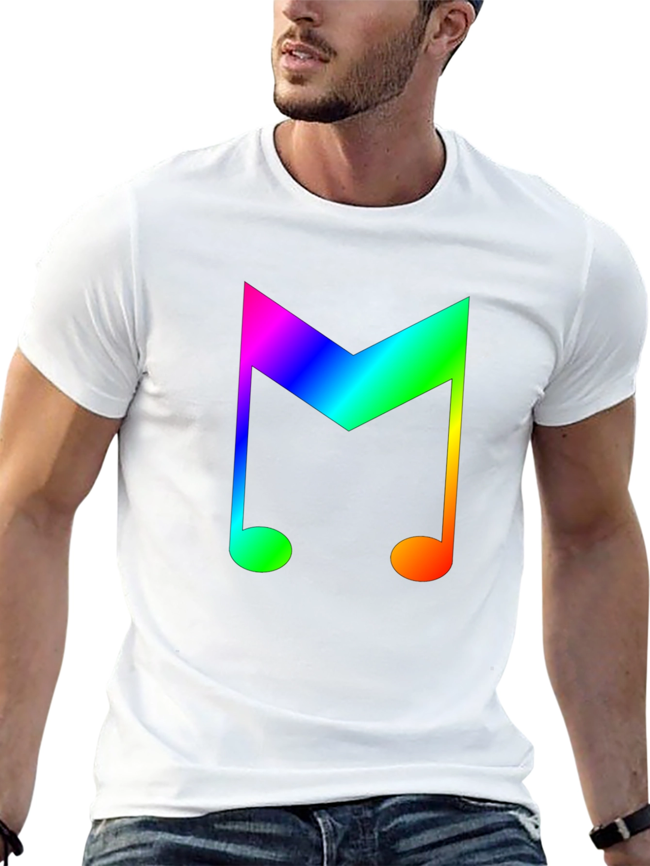Black Rainbow Music Note Graphic Tee - Stylish Cotton Shirt view 13