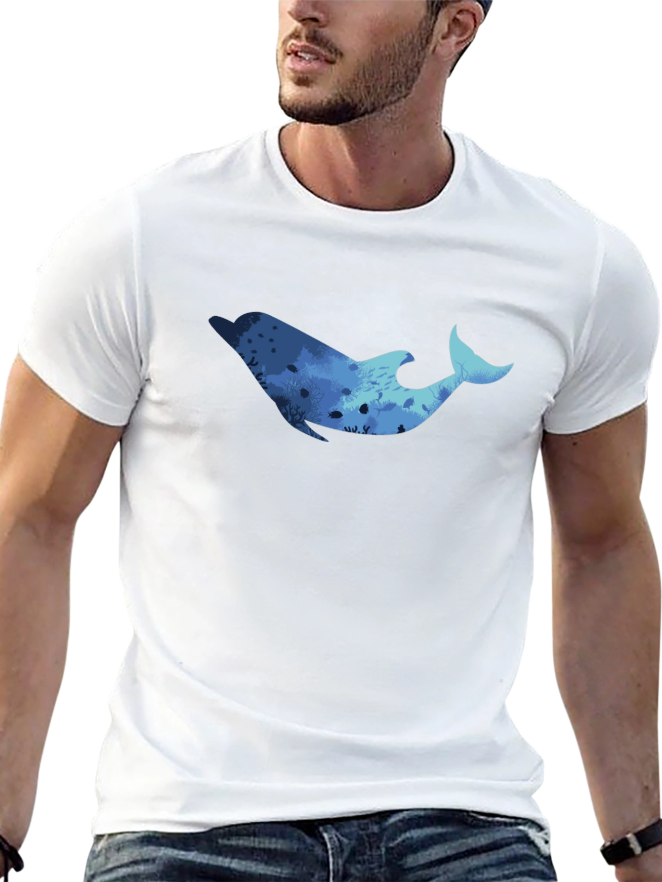 Black Dolphin Reef Graphic Black T-Shirt view 13