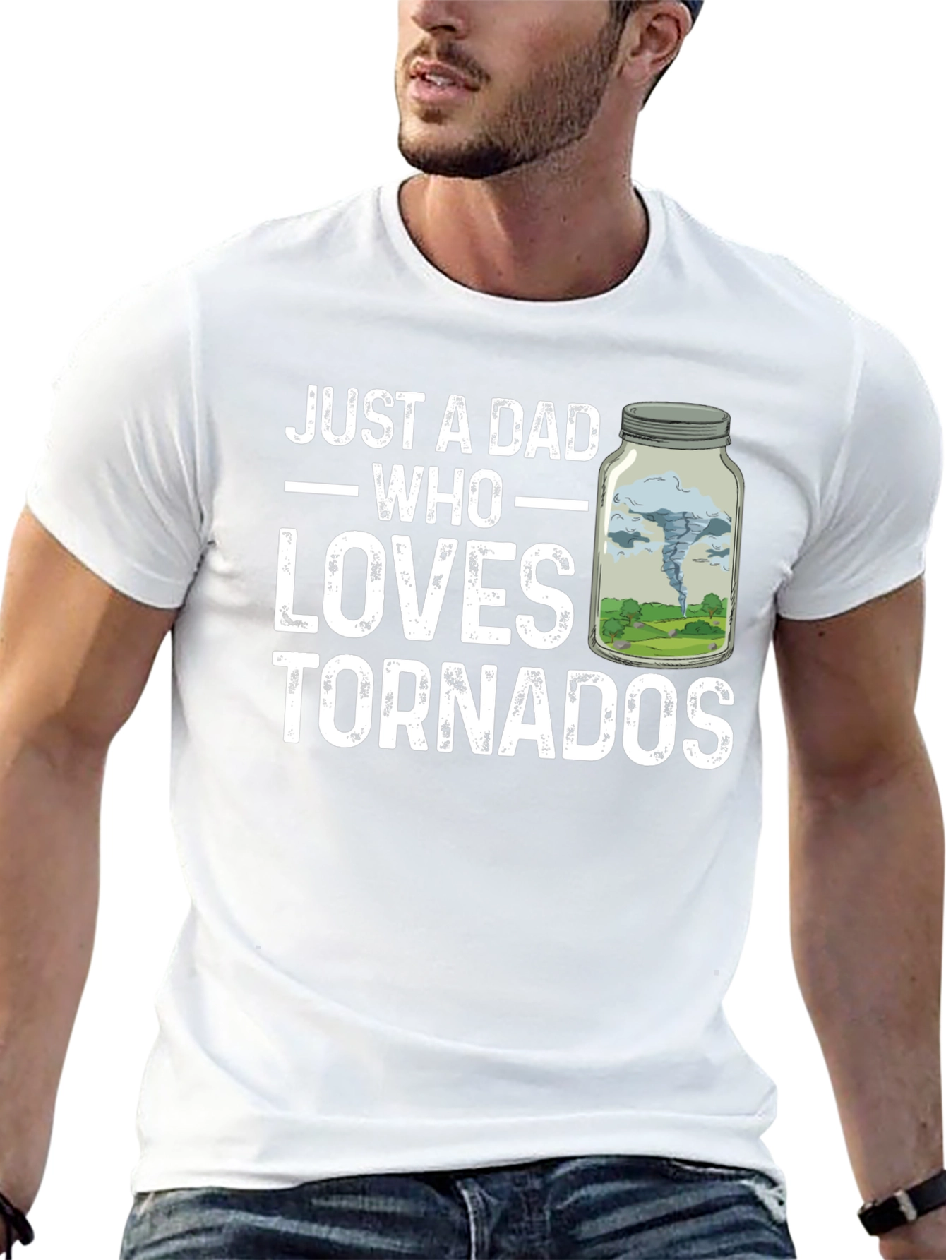 Black Just A Dad Who Loves Tornadoes T-Shirt view 13
