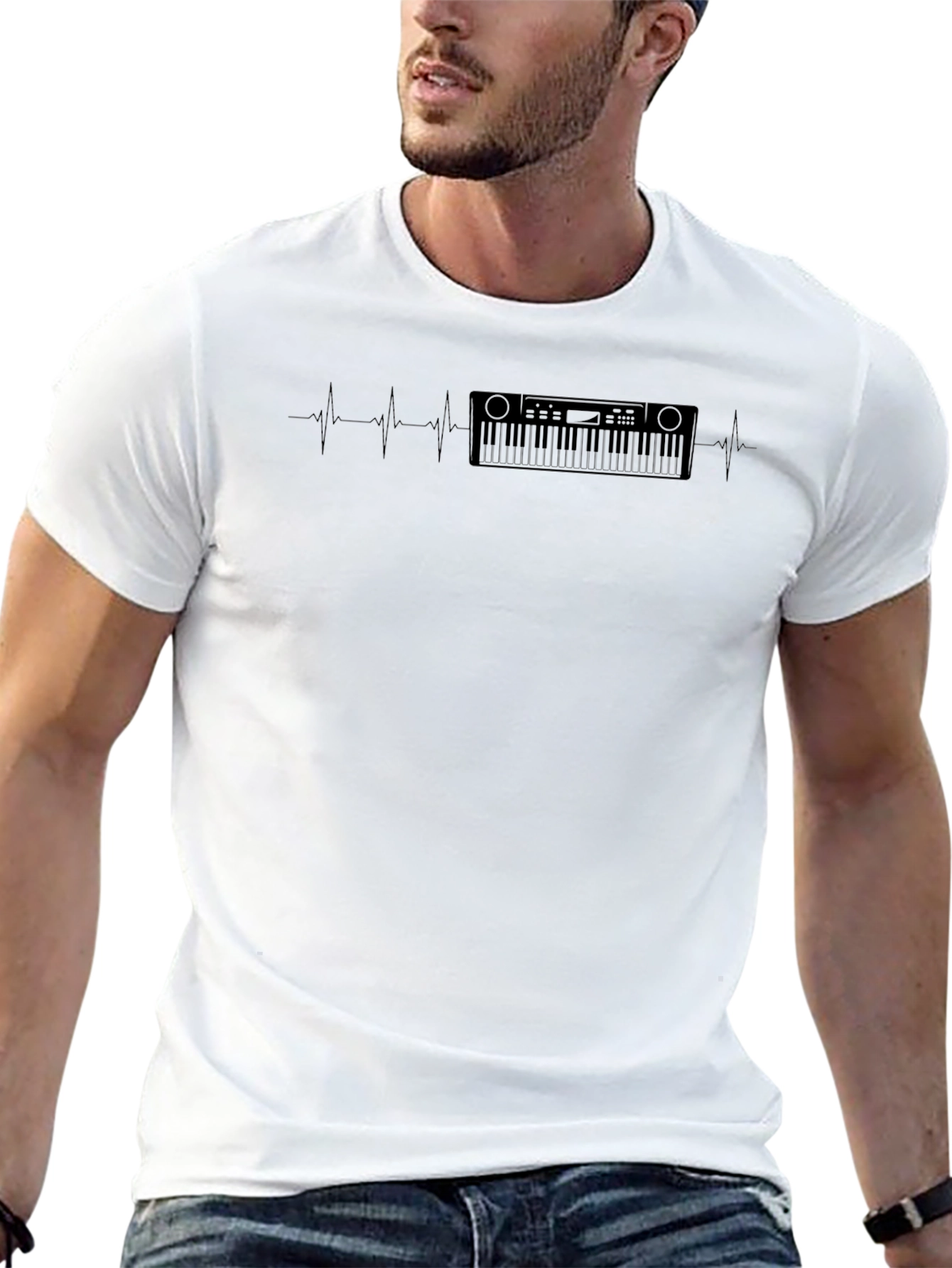 Black Keyboard Heartbeat T-Shirt - Music Lover Tee view 13
