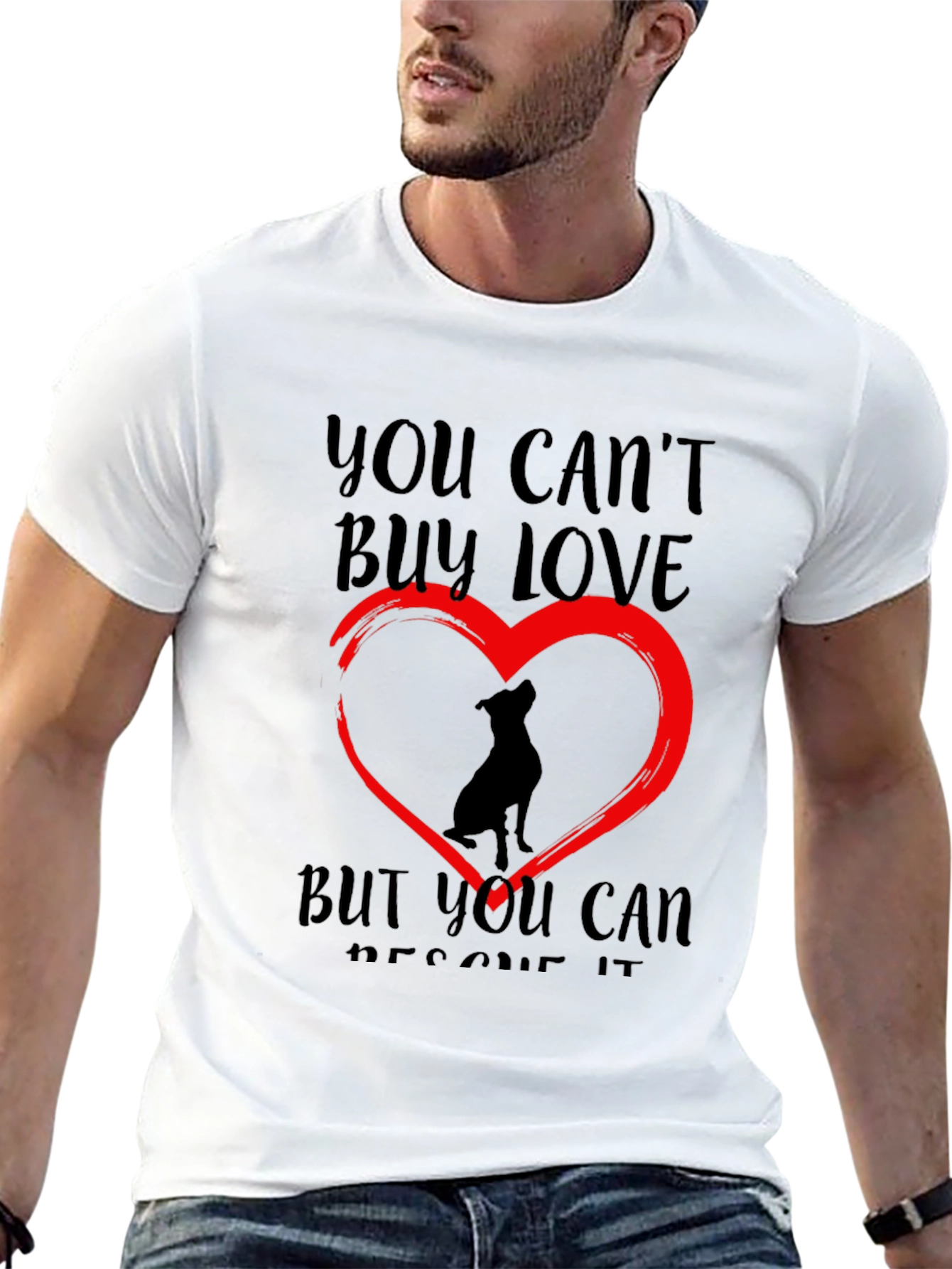 Black Rescue Dog Lover T-Shirt - You Can't Buy Love view 13