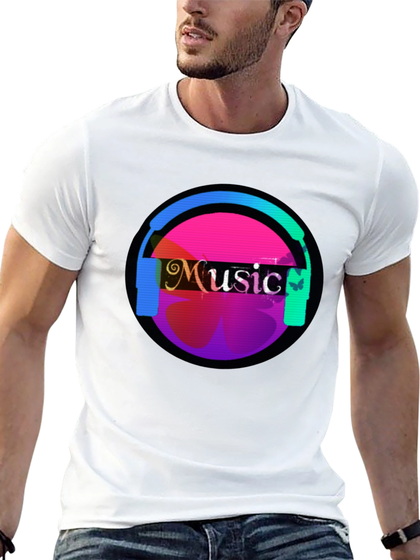 Black Music Headphone Graphic Tee - Casual Comfort view 13