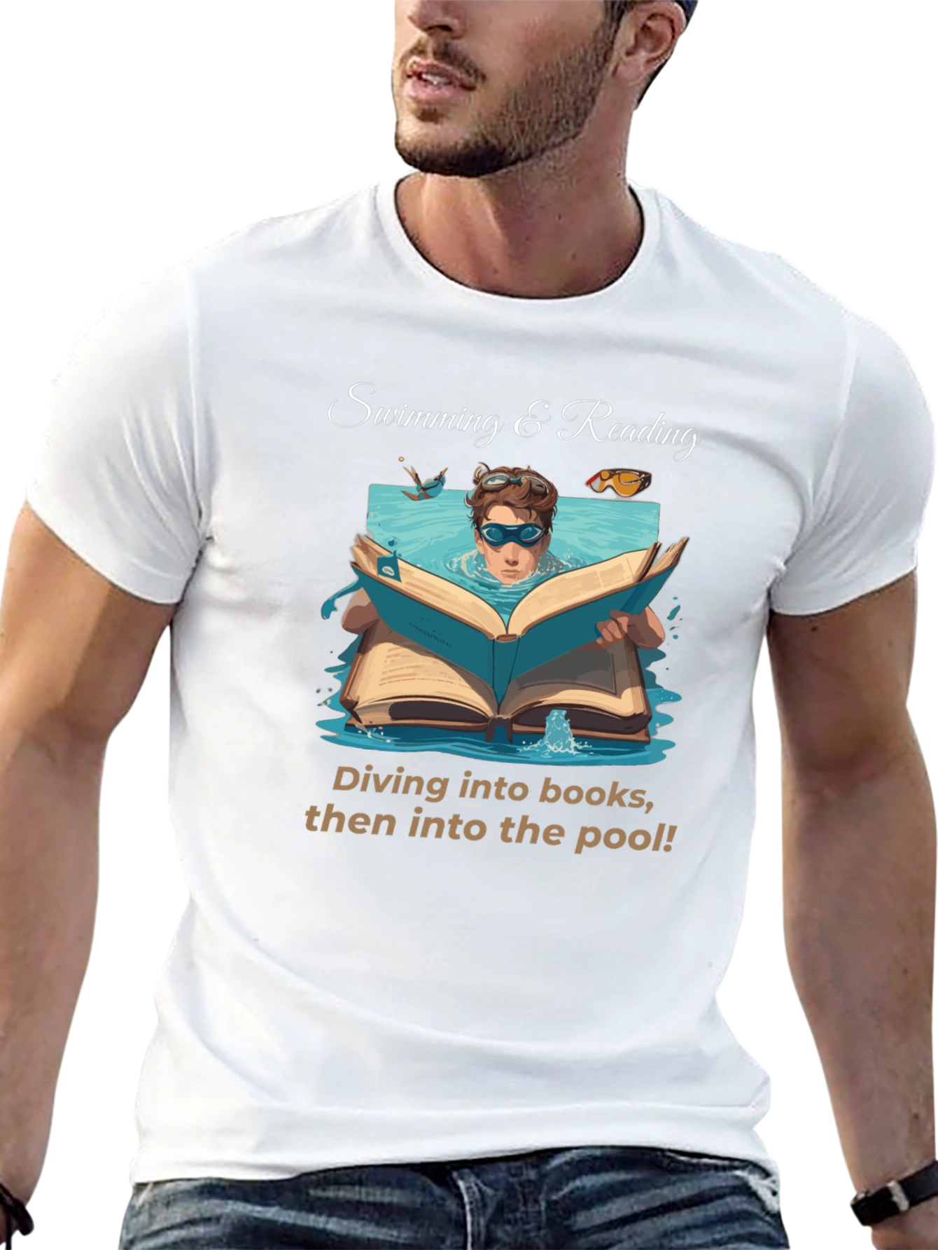 Black Swimming & Reading T-Shirt view 13