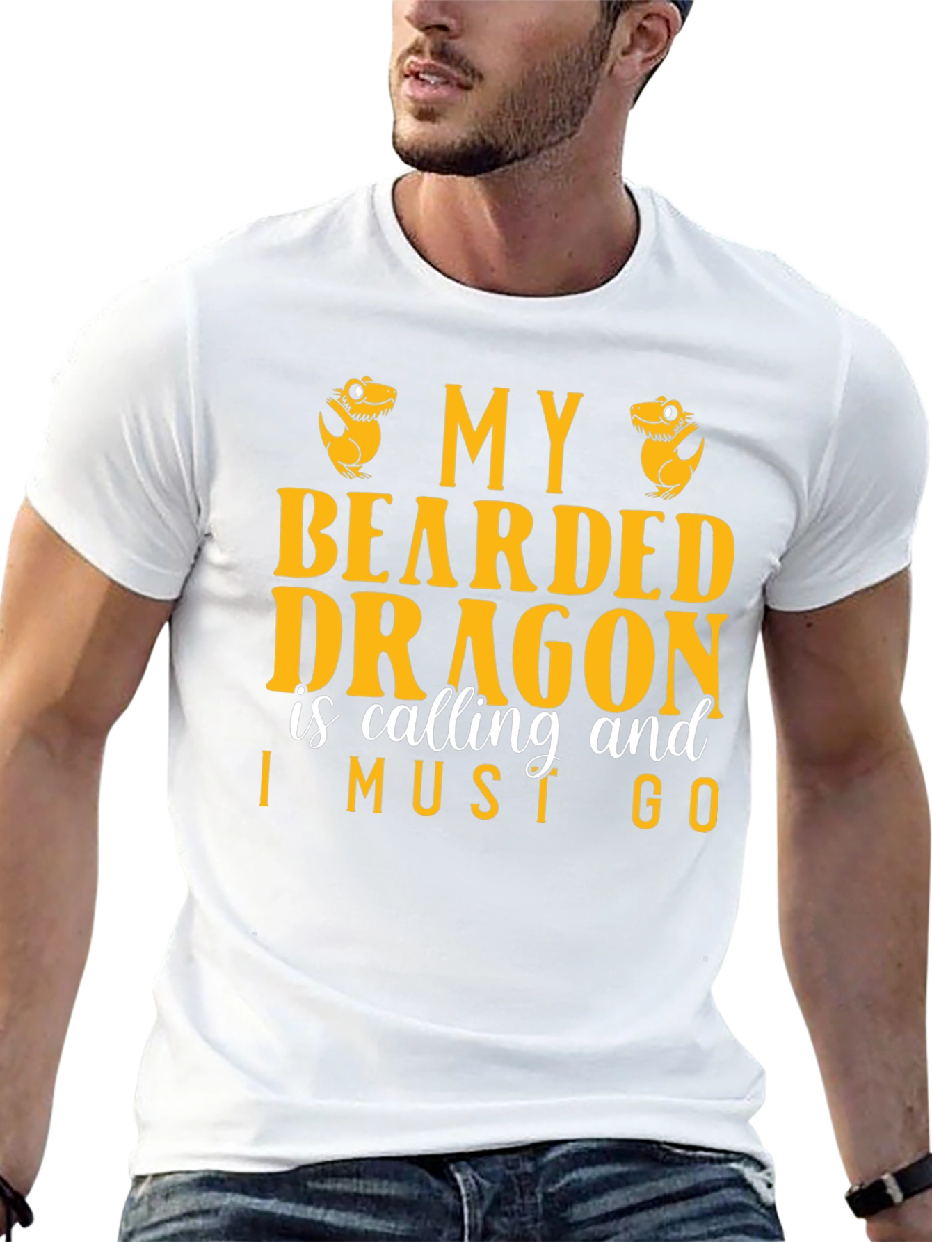 Black Bearded Dragon Calling Graphic Tee, Pet Lover T-Shirt view 13