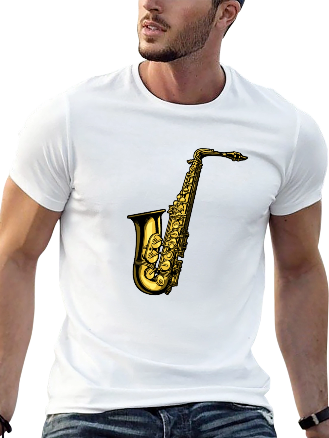 Black Saxophone Graphic T-Shirt - Black view 13
