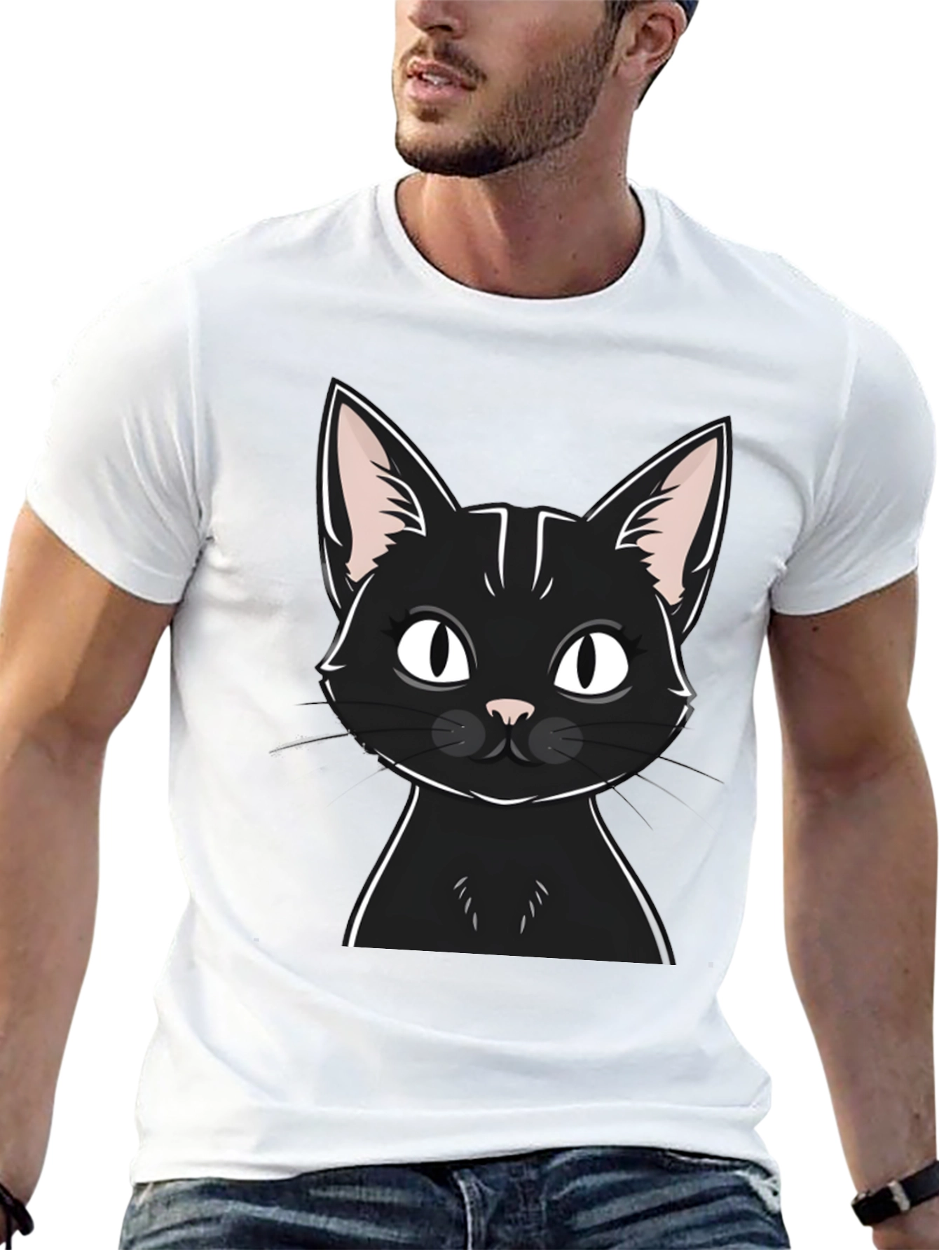 Black Black Cat Graphic T-Shirt - Unisex Casual Tee view 13