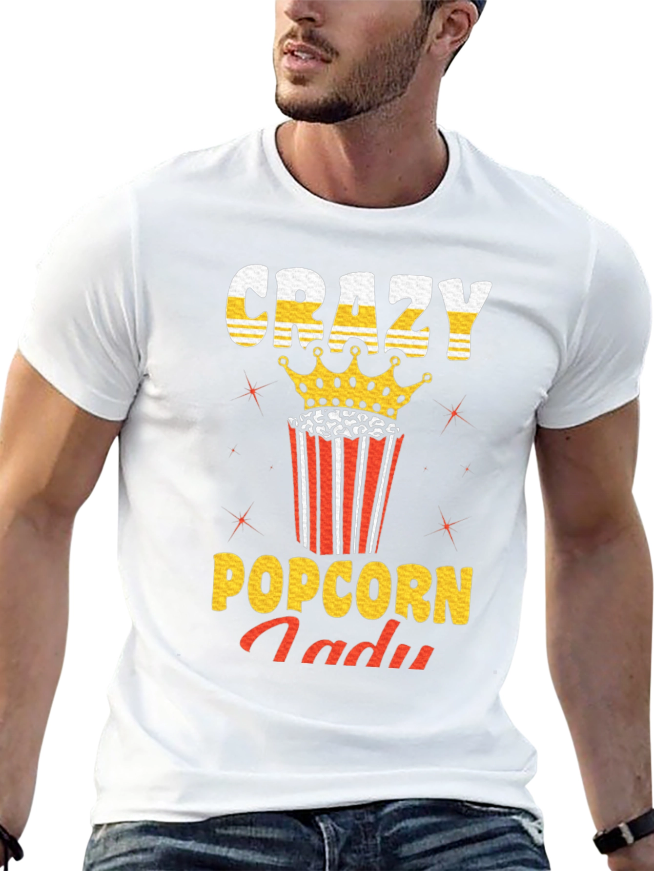 Black Crazy Popcorn Lady Graphic T-Shirt view 13