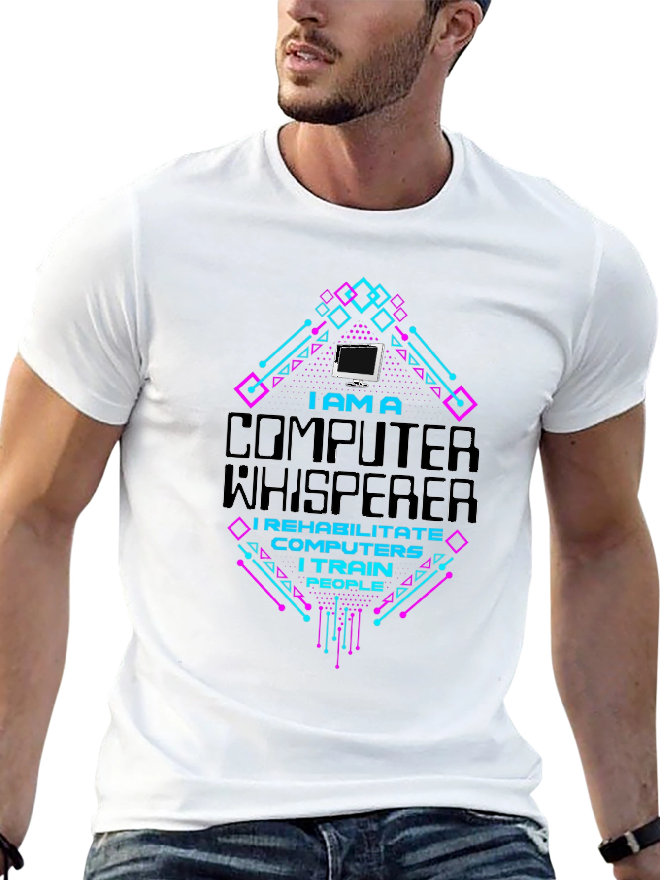 Black Computer Whisperer Graphic T-Shirt view 13