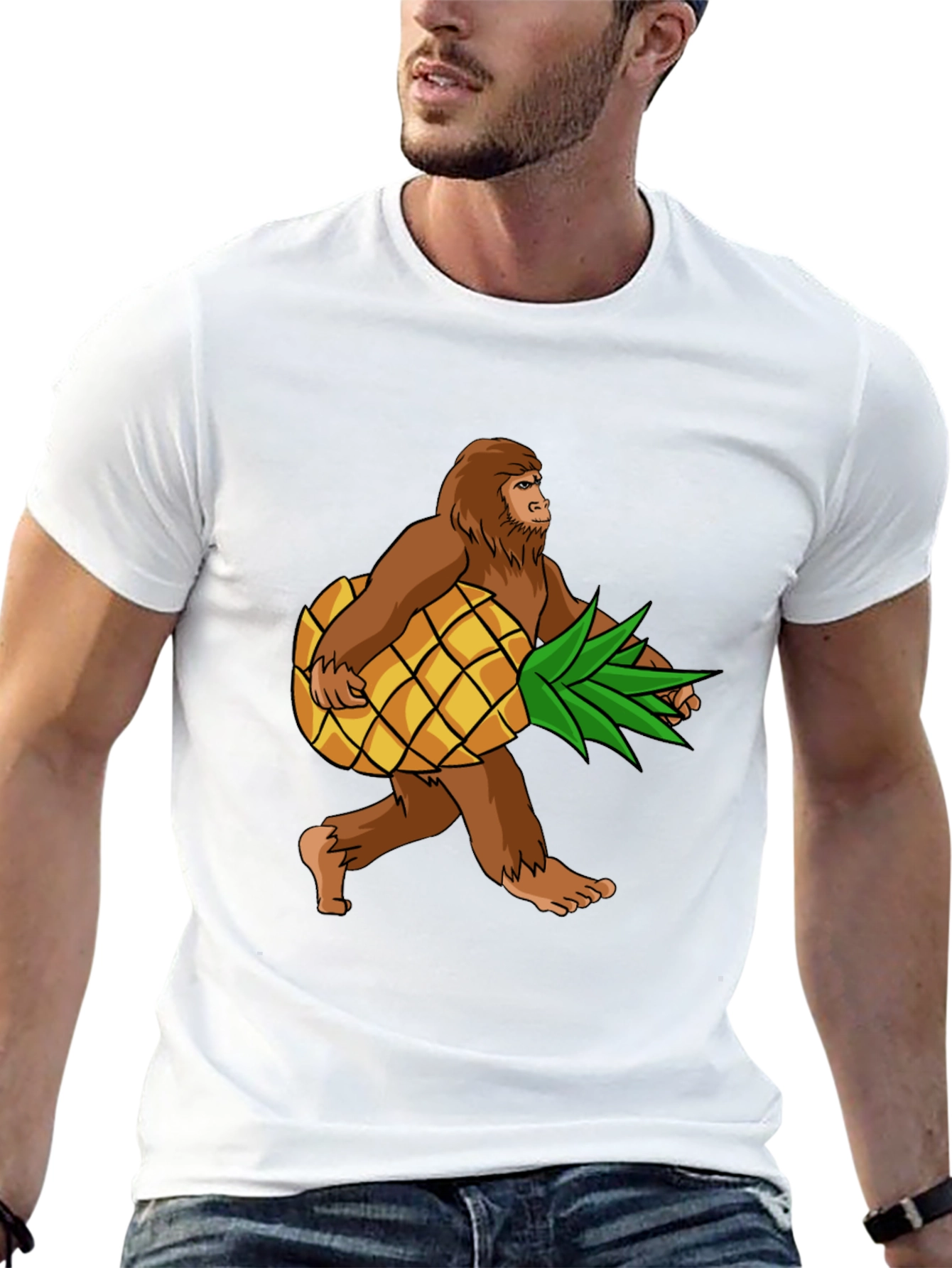 Black Sasquatch Pineapple T-Shirt - Funny Bigfoot Tee view 13