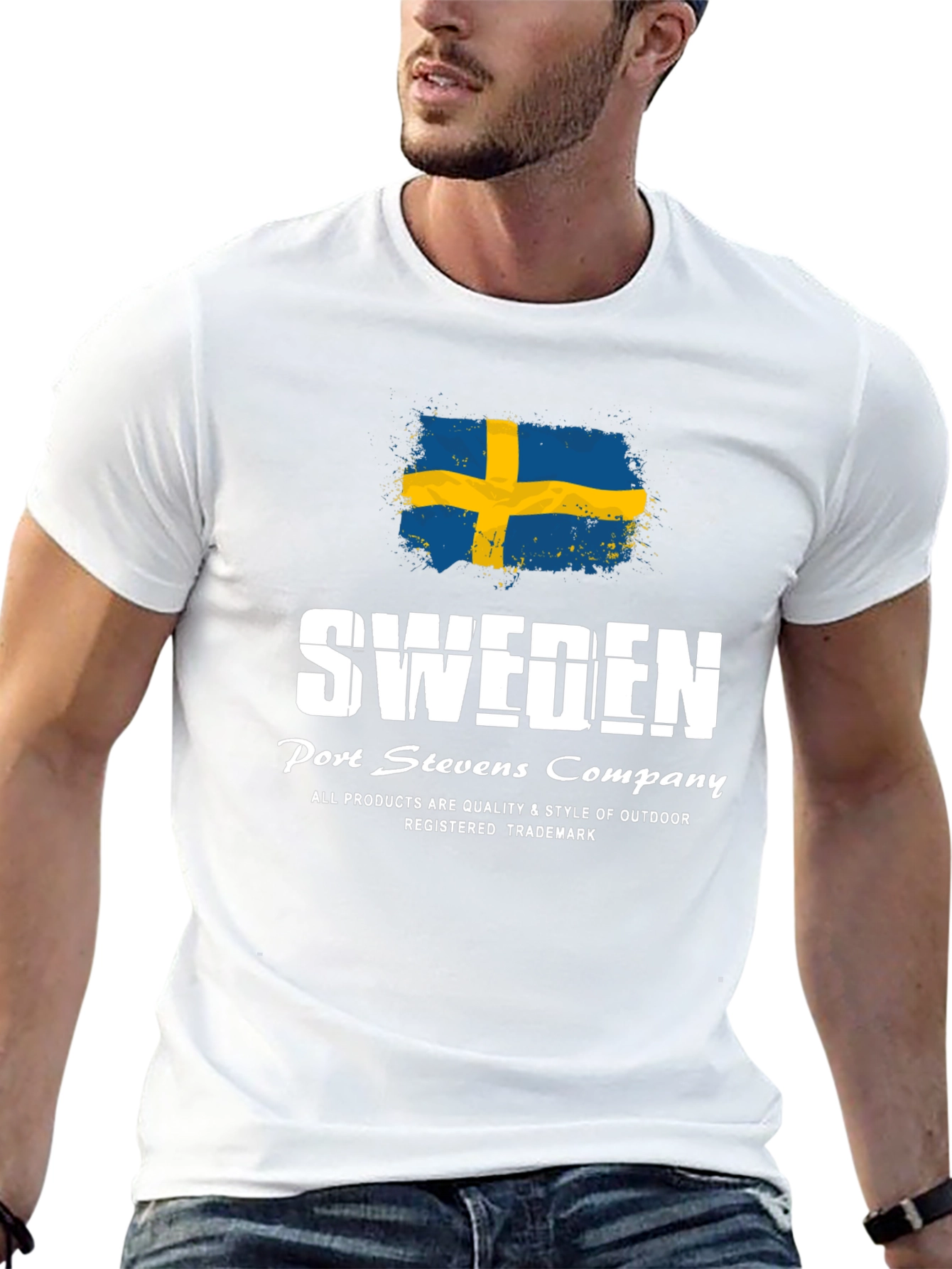 Sweden Flag Graphic Print Black T-Shirt - 13