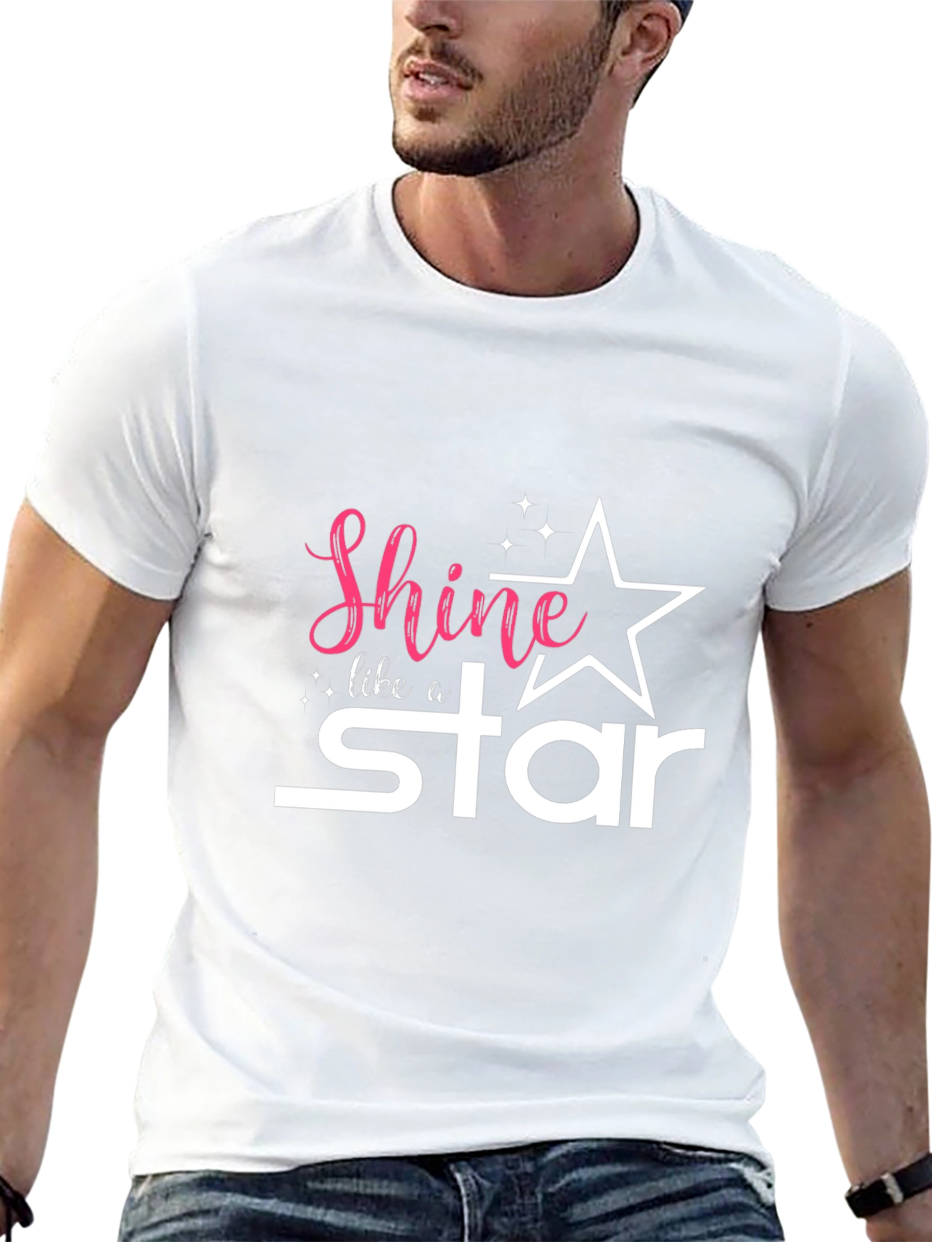 Black Shine Like a Star Graphic Tee - Black Unisex T-Shirt view 13