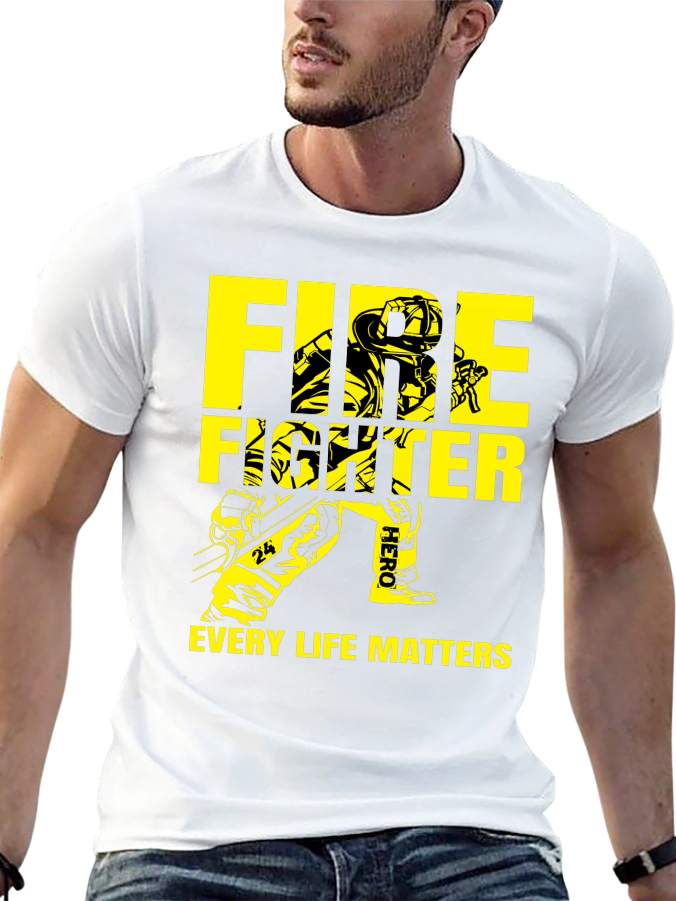 Black Firefighter Every Life Matters Graphic T-Shirt view 13