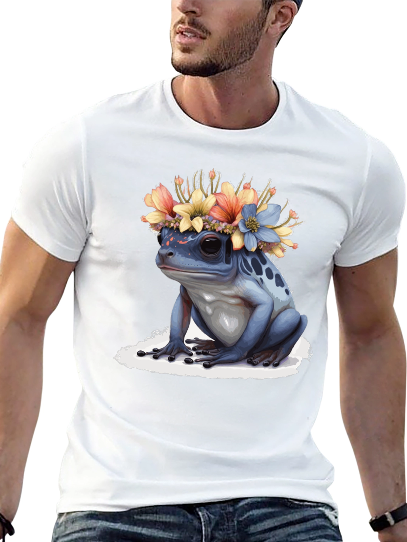 Black Frog with Flower Crown T-Shirt view 13