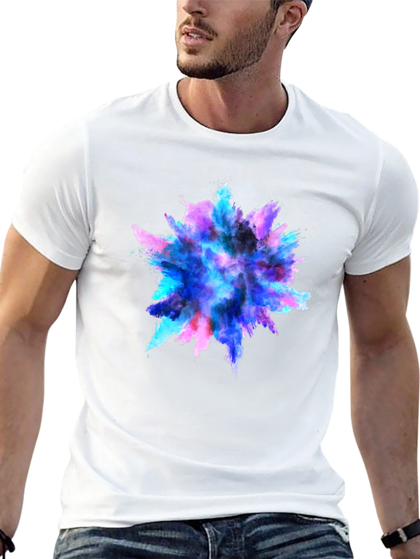 Black Colorful Burst Graphic Black T-Shirt view 13