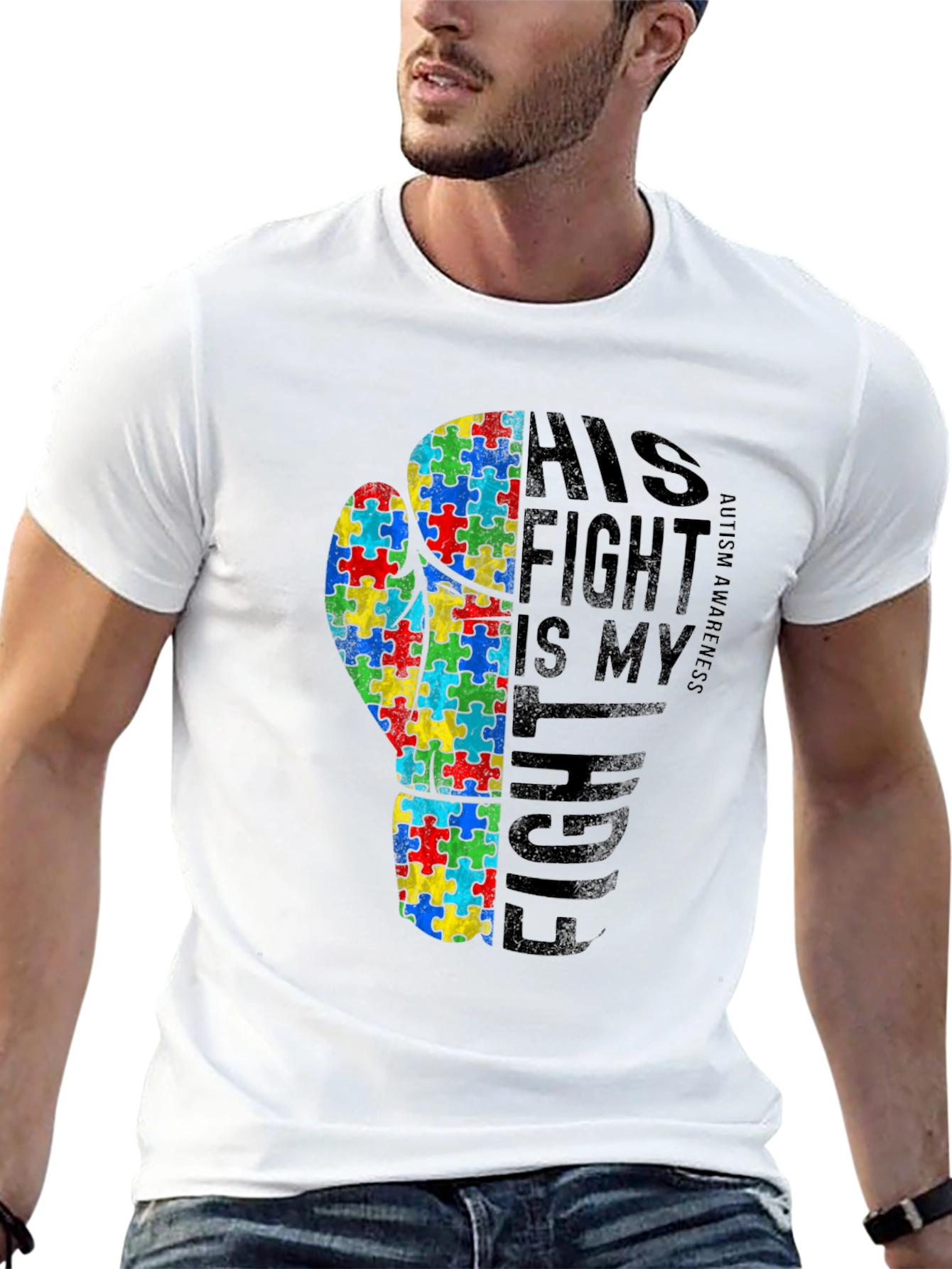 Black Autism Awareness Fight T-Shirt view 13