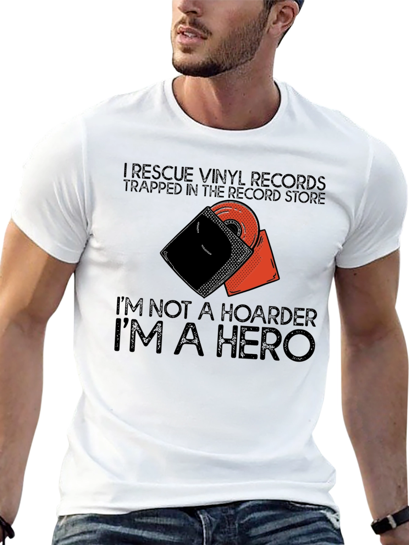 Black Vinyl Record Hero T-Shirt view 13