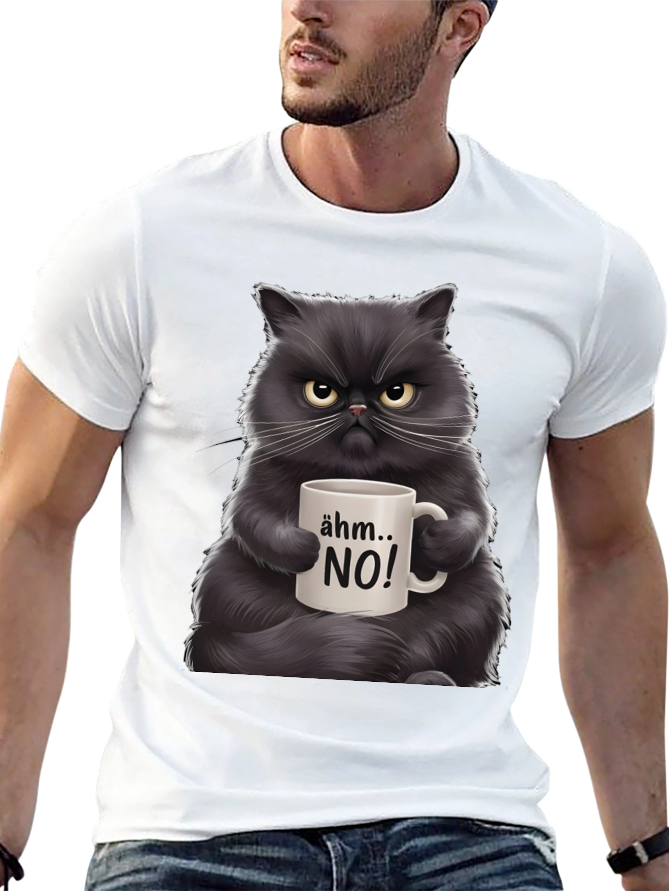 Black Grumpy Cat Coffee T-Shirt - "Ähm... NO!" view 13