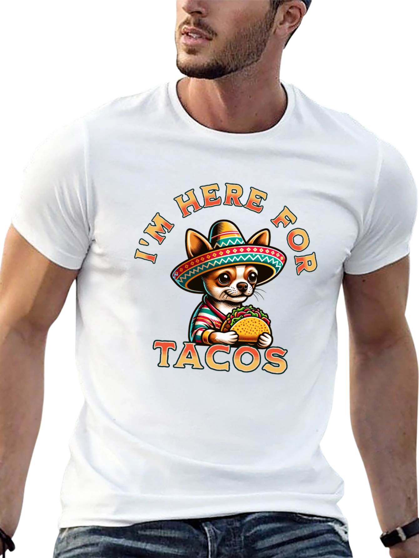 Black Tacos Chihuahua T-Shirt - I'm Here For Tacos Tee view 13