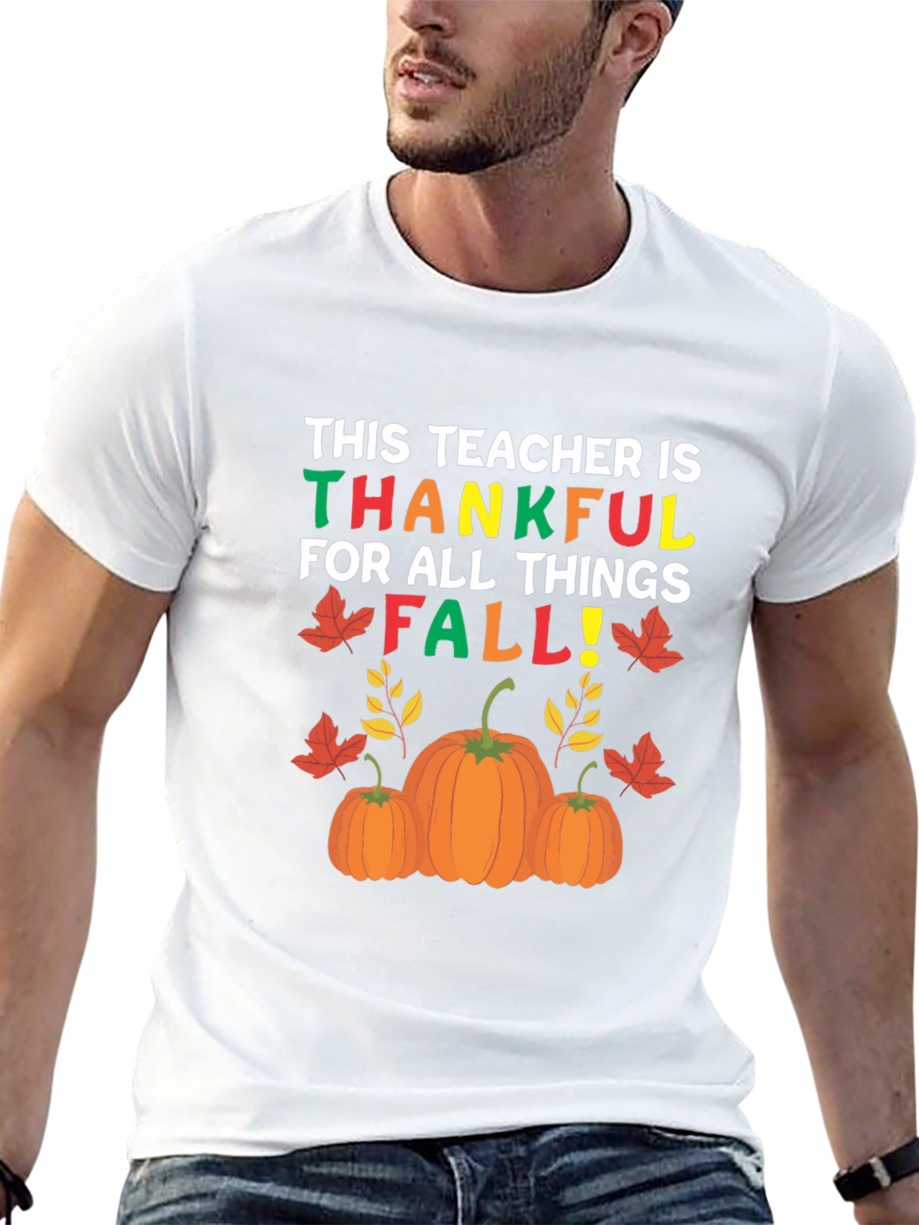 Black Teacher Thankful Fall T-Shirt, Autumn Graphic Tee view 13