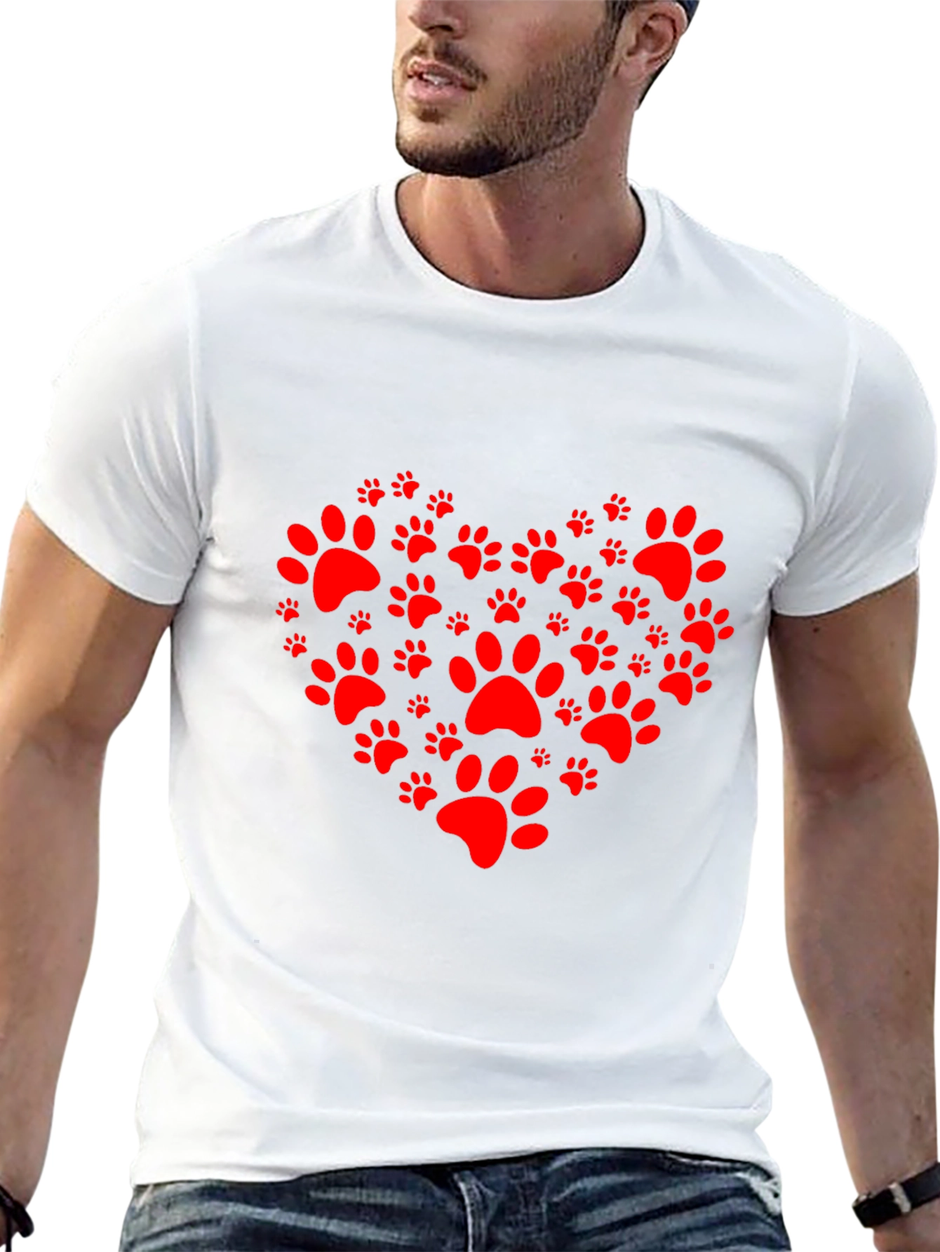 Black Heart Paw Print Tee - Pet Lover T-Shirt view 13