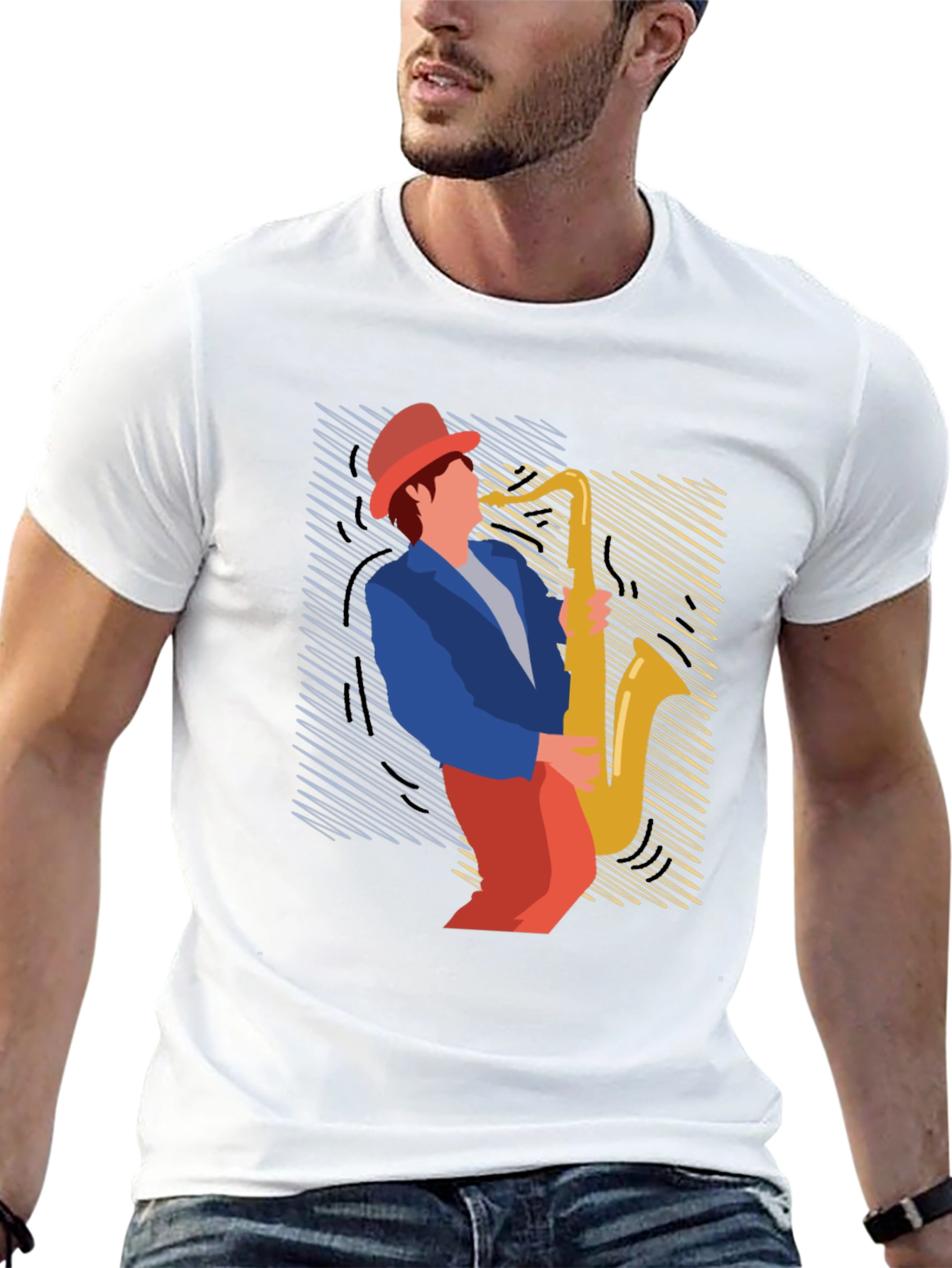 Black Jazz Saxophone Graphic Tee view 13