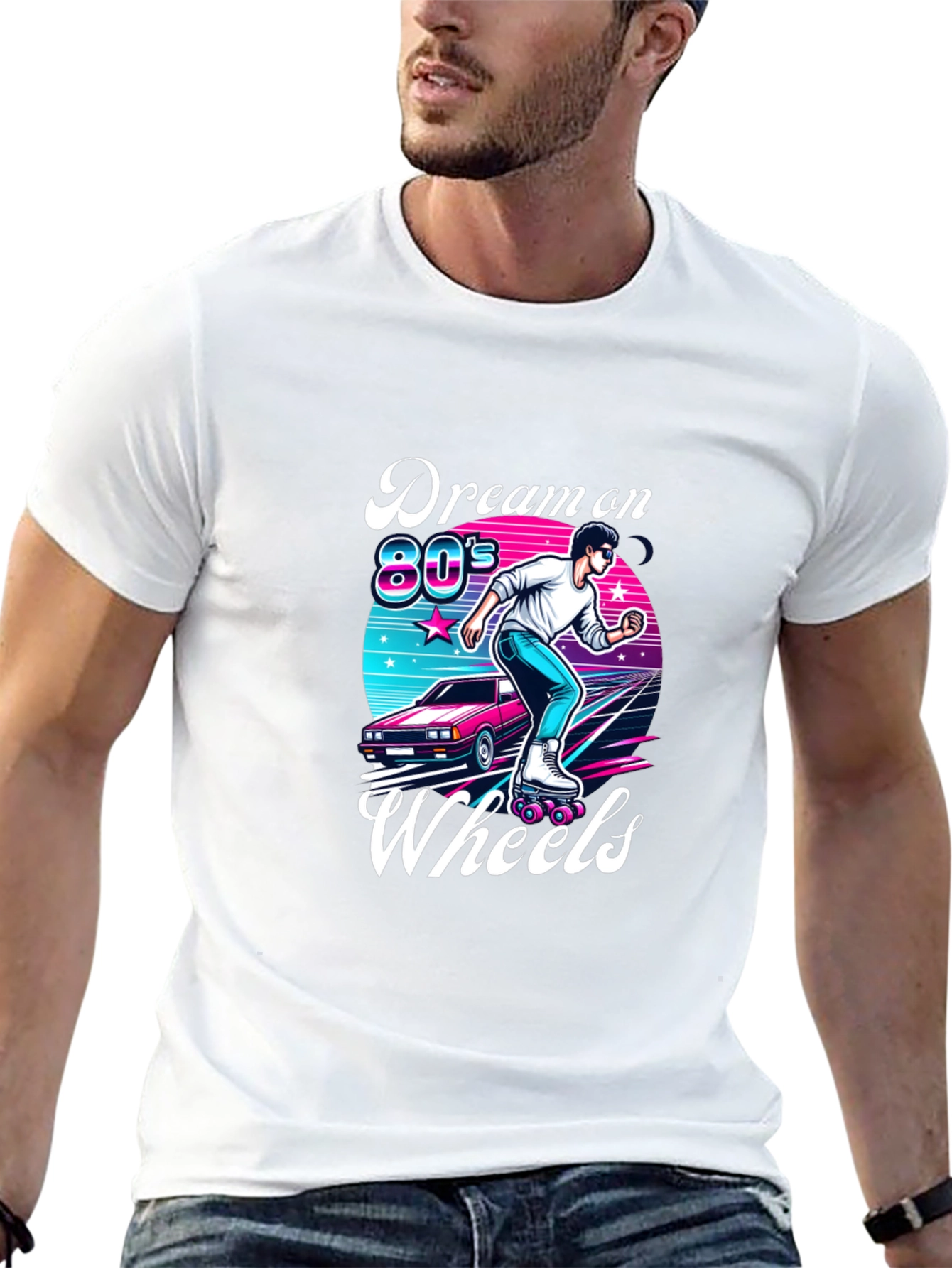 Black Retro 80s Roller Skating T-Shirt view 13