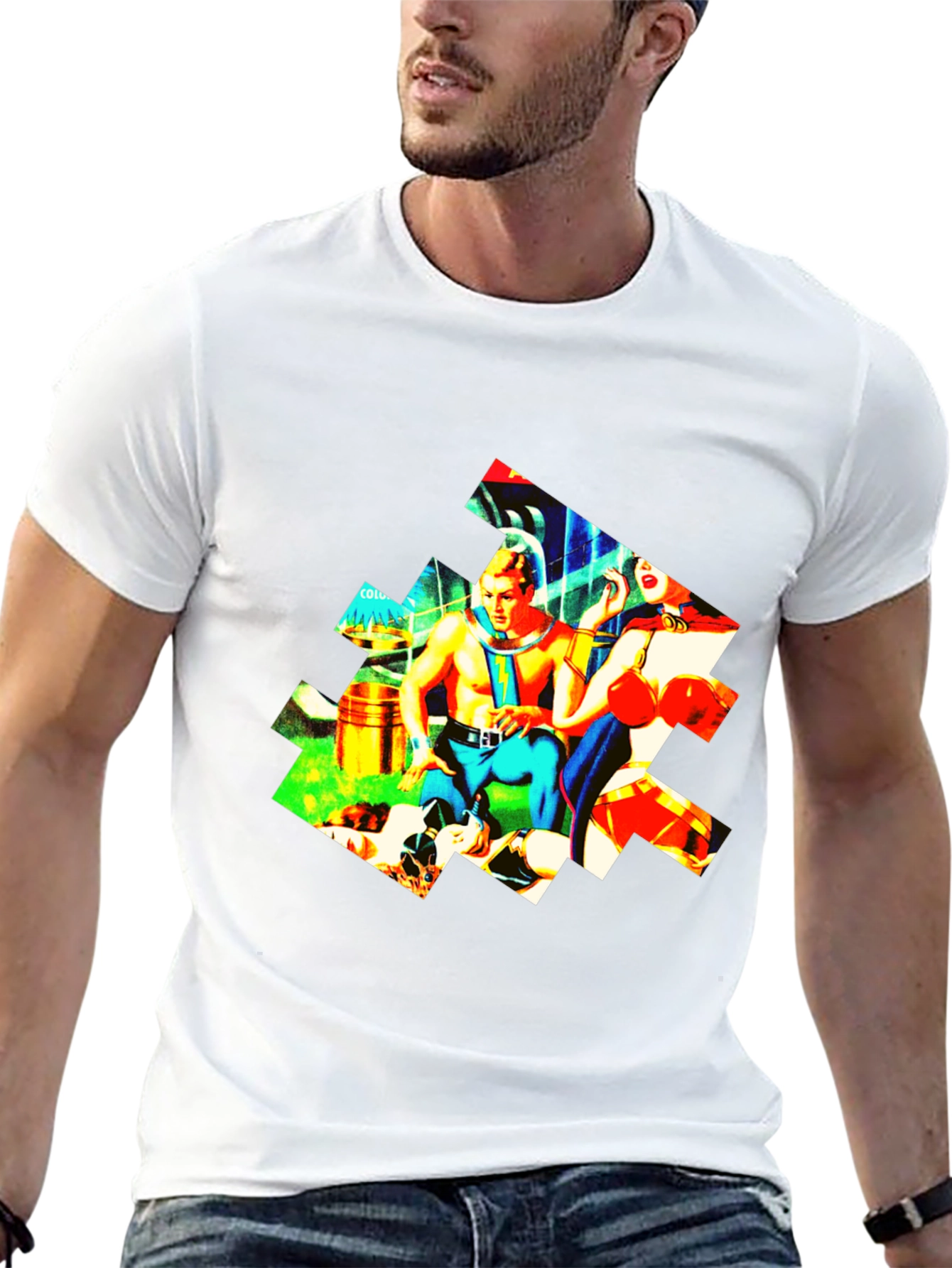 Black Retro Sci-Fi T-Shirt - Colorful Graphic Tee view 13